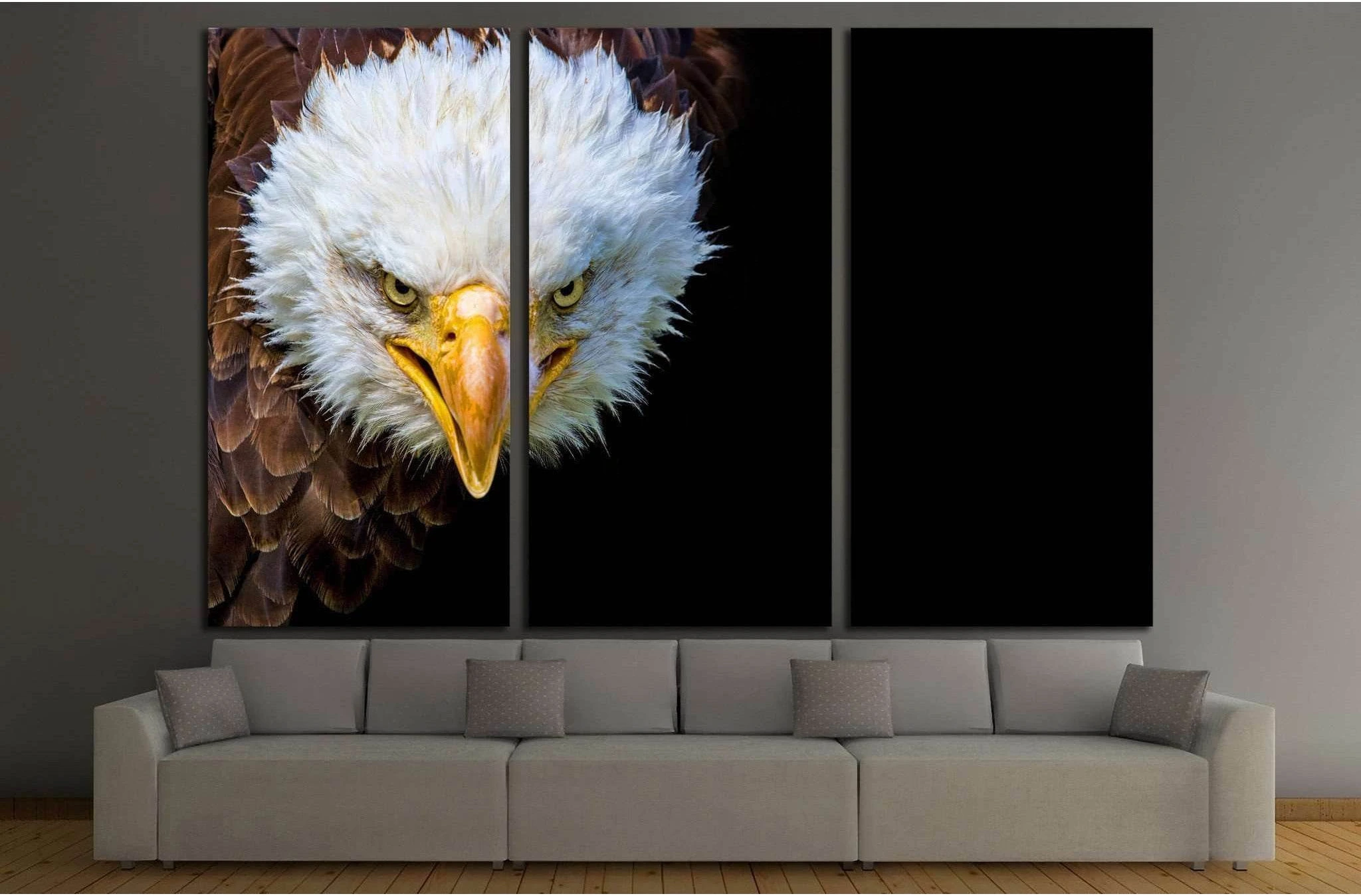 Angry north american bald eagle on black background №1863 Ready to Hang Canvas Print - Zellart Canvas Prints ALL_Products, s-1863