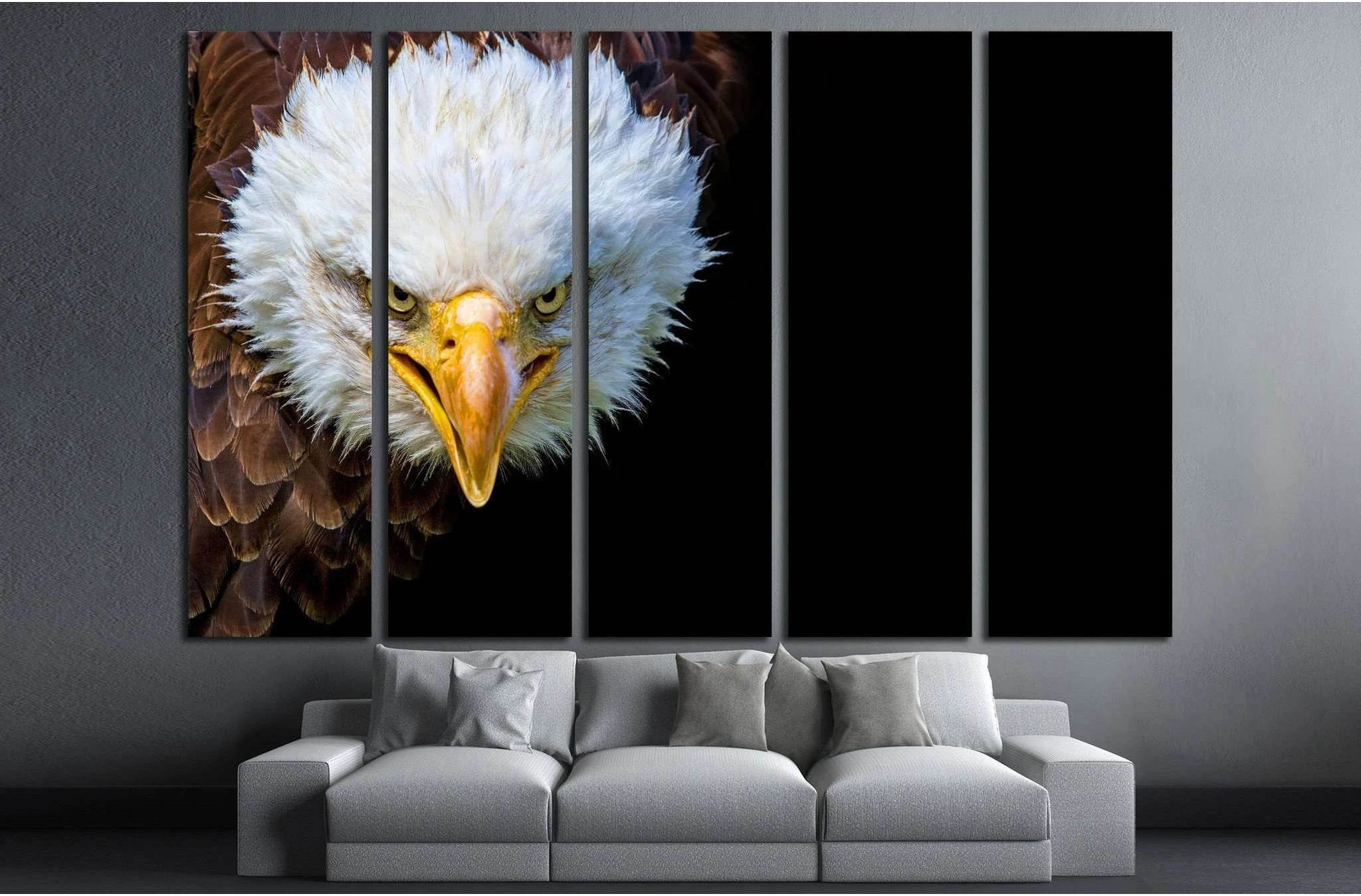 Angry north american bald eagle on black background №1863 Ready to Hang Canvas Print - Zellart Canvas Prints ALL_Products, s-1863