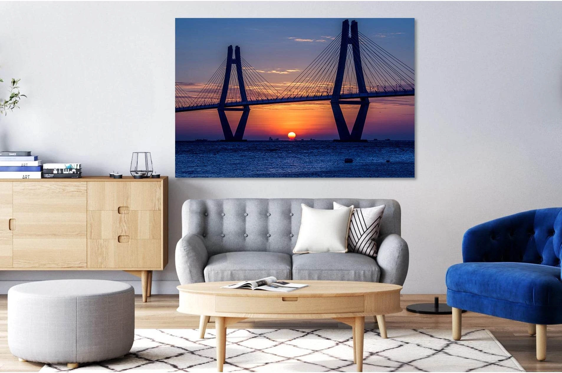 Anzac bridge at sunset №D1235 Ready to Hang Canvas Print - Zellart Canvas Prints 0new, ALL_Products, Sunrise & sunset wall art