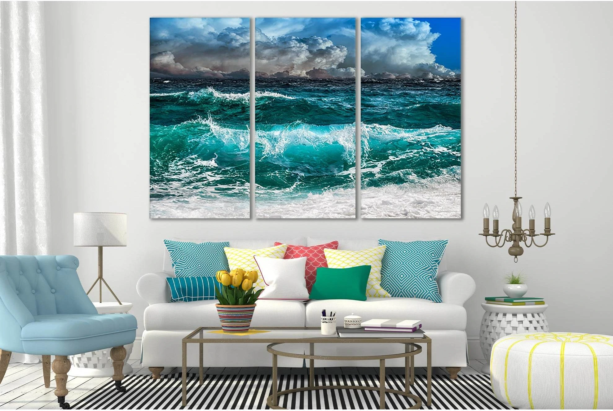 Approaching Ocean Storm №SL180 Ready to Hang Canvas Print - Zellart Canvas Prints 0new, ALL_Products, Beach Ocean & Waves