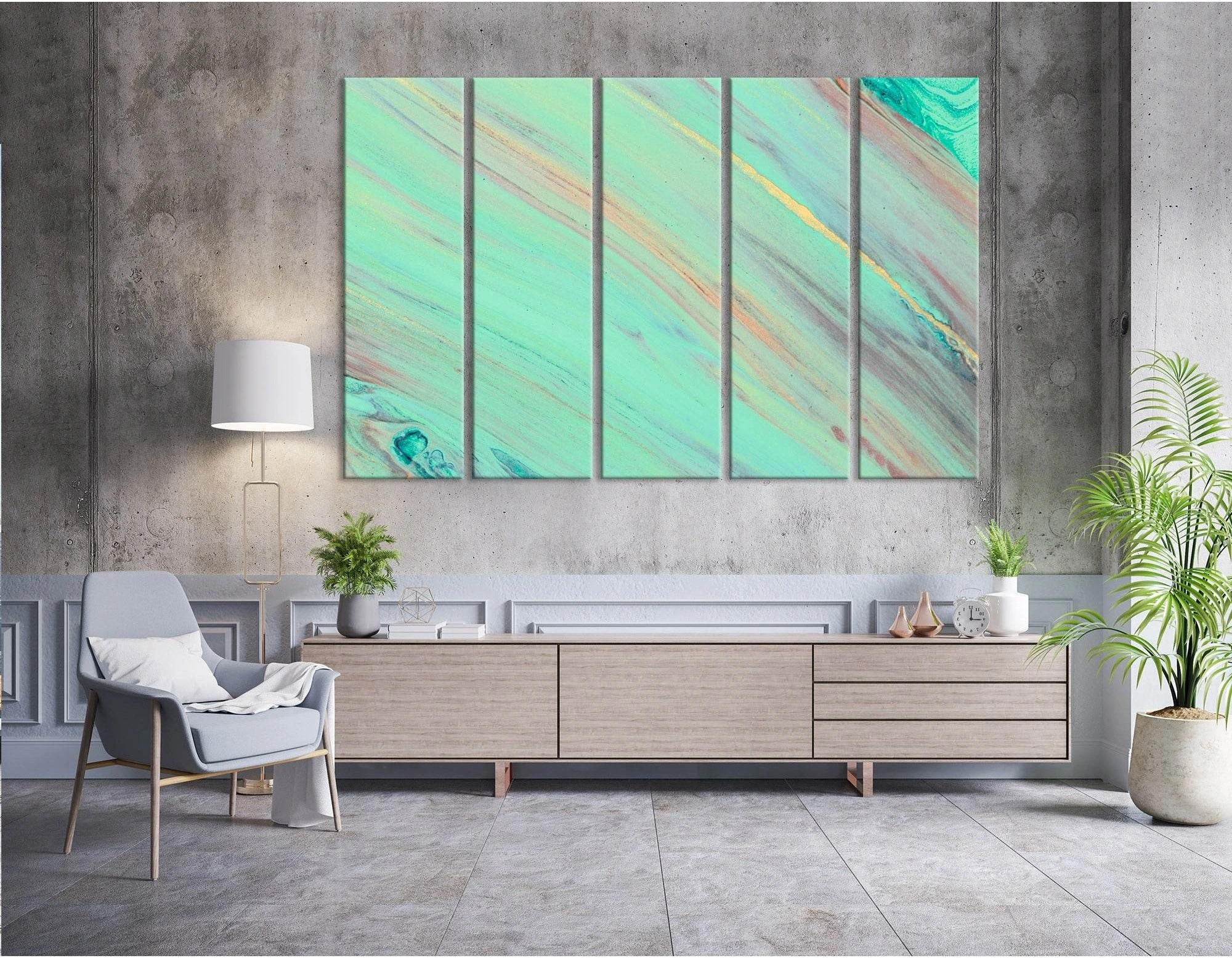 Aquamarine Abstract №04303 Ready to Hang Canvas Print - Zellart Canvas Prints ALL_Products