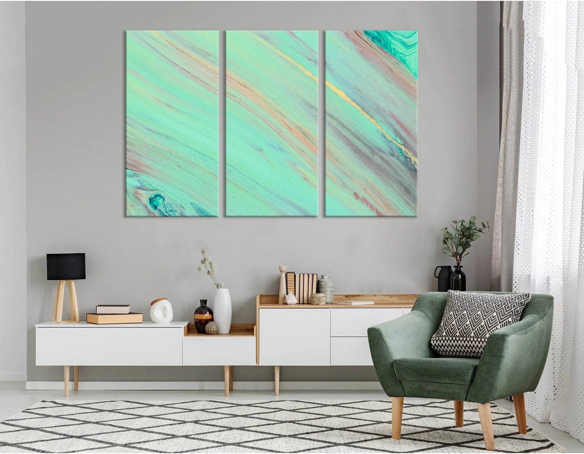 Aquamarine Abstract №04303 Ready to Hang Canvas Print - Zellart Canvas Prints ALL_Products