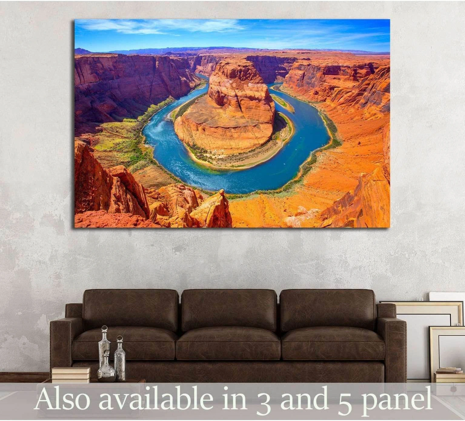 Horseshoe Bend canvas print with the Colorado River winding through Arizona canyon cliffs