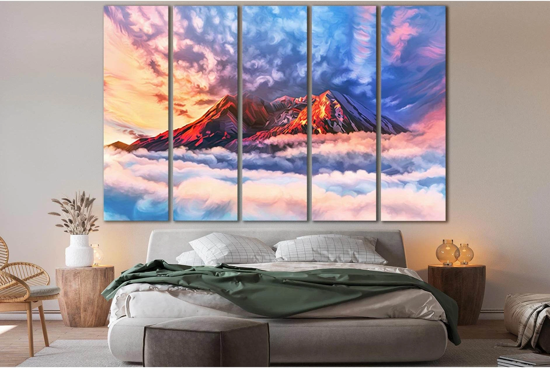 Art Cloud And Mountains Peaks №SL1585 Ready to Hang Canvas Print - Zellart Canvas Prints 0new, ALL_Products, Mountains Wall Art, Nature Wall Art