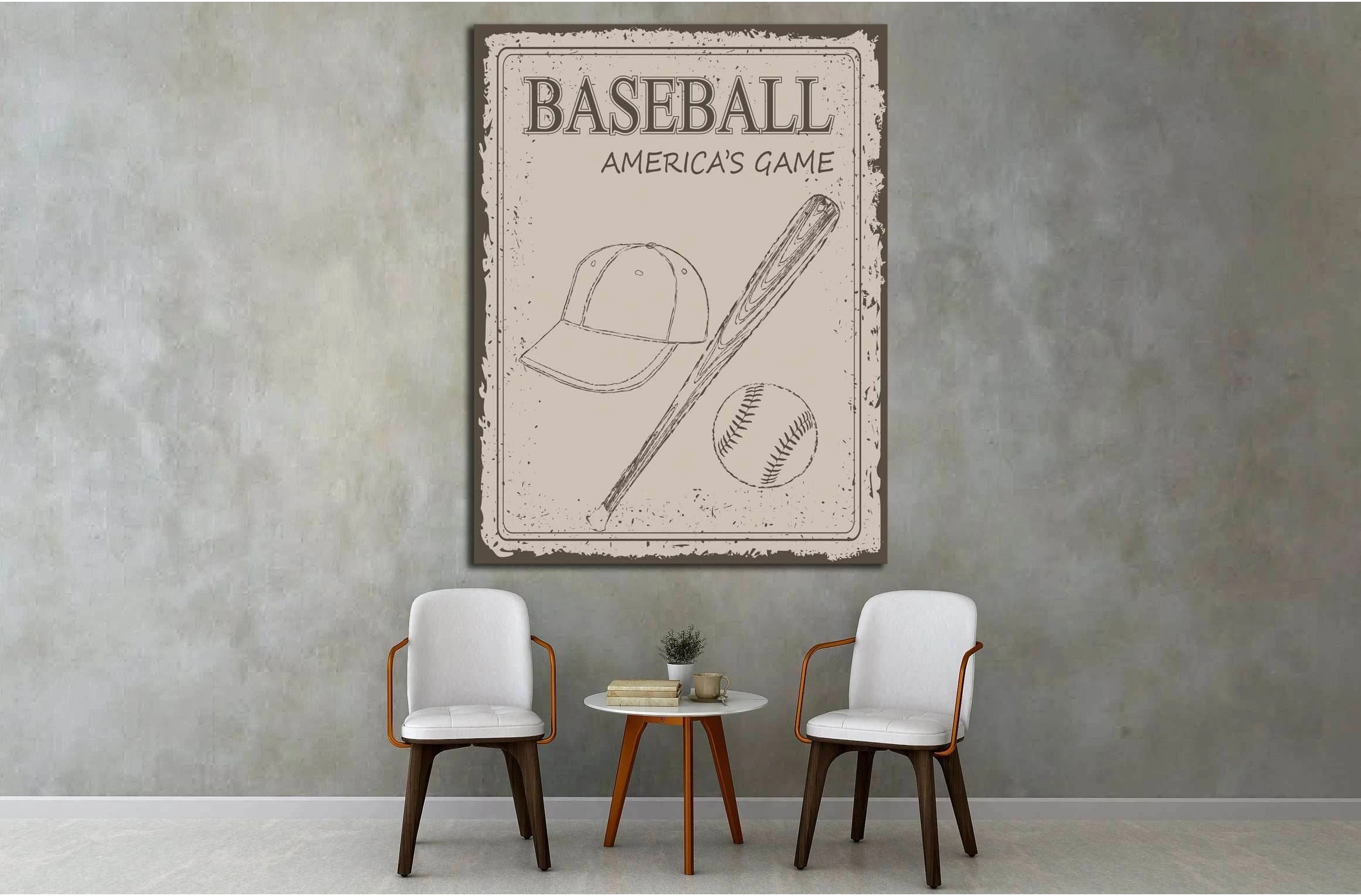 Art poster in vintage style №4500 Ready to Hang Canvas Print - Zellart Canvas Prints 000Negative, ALL_Products, s-4500