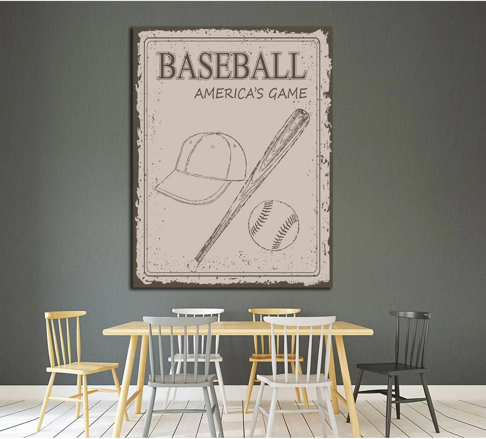 Art poster in vintage style №4500 Ready to Hang Canvas Print - Zellart Canvas Prints 000Negative, ALL_Products, s-4500
