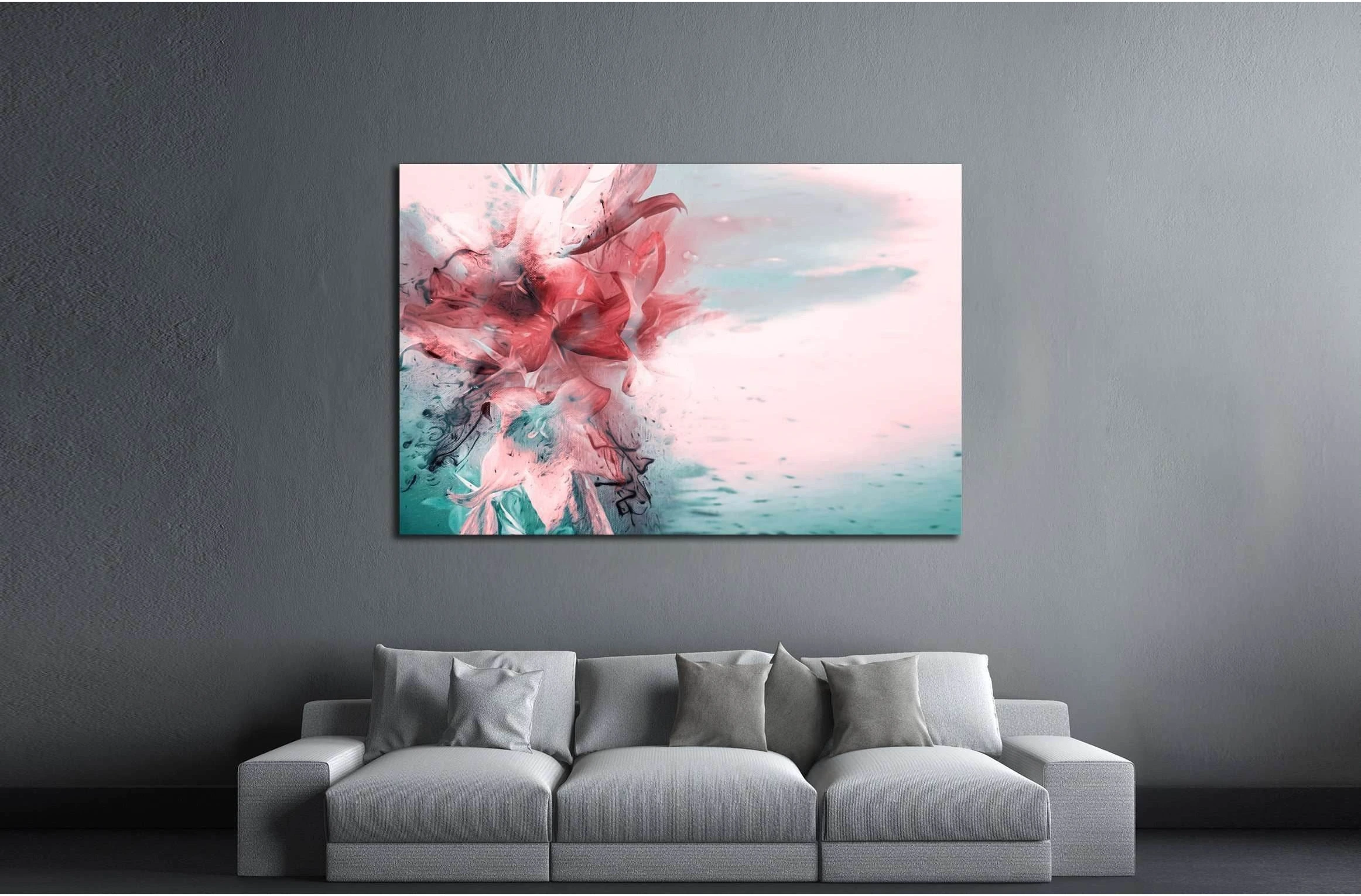 Artistic Lilies Bouquet. Raster Illustration. №2564 Ready to Hang Canvas Print - Zellart Canvas Prints ALL_Products, s-2564