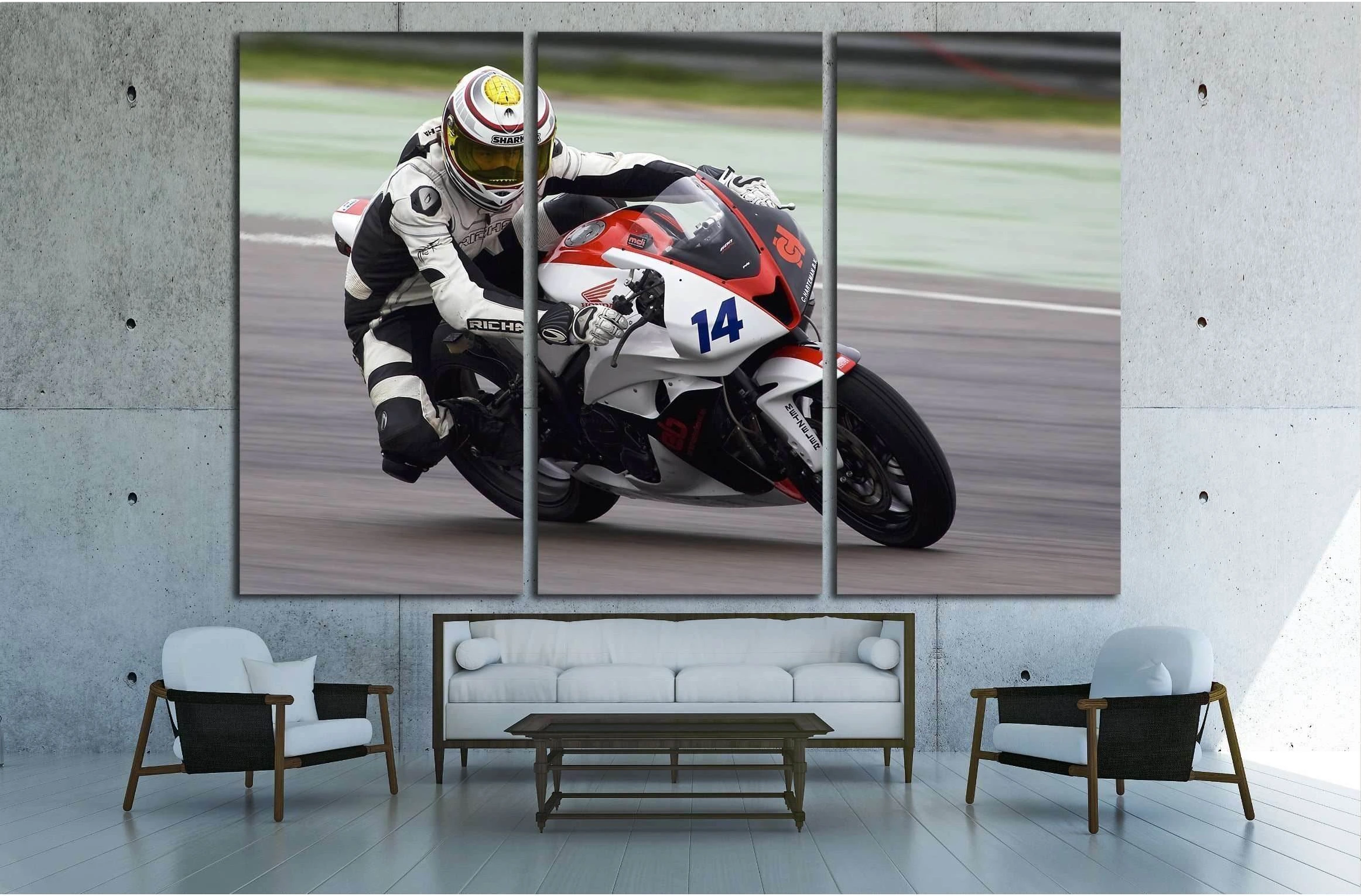 ASSEN - Frank Brouwer participates in the ONK Supersport at the Rizla Racing Assen, Netherland №2472 Ready to Hang Canvas Print - Zellart Canvas Prints ALL_Products, s-2472