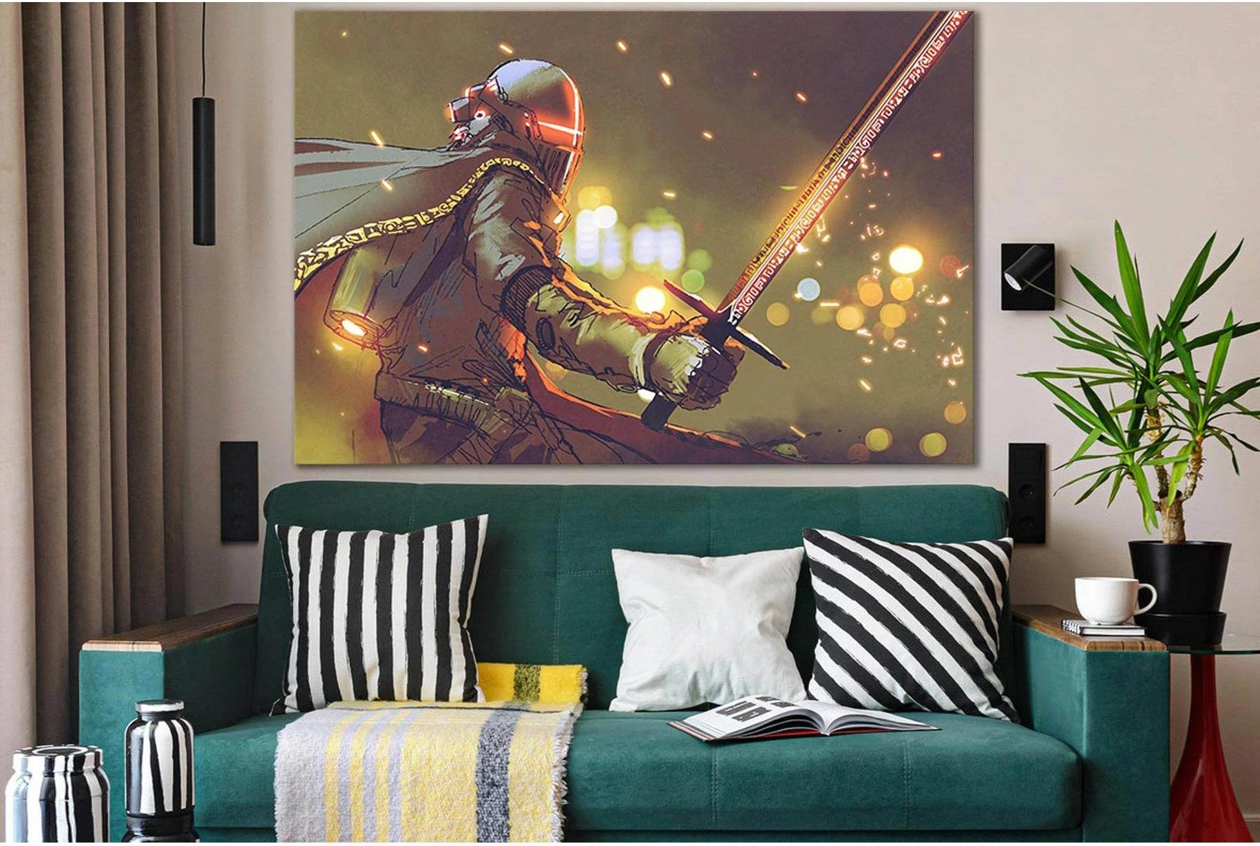 Astro Knight In Futuristic Armor №SL1266 Ready to Hang Canvas Print - Zellart Canvas Prints 0new, ALL_Products, Fantasy And Sci Fi Wall Art