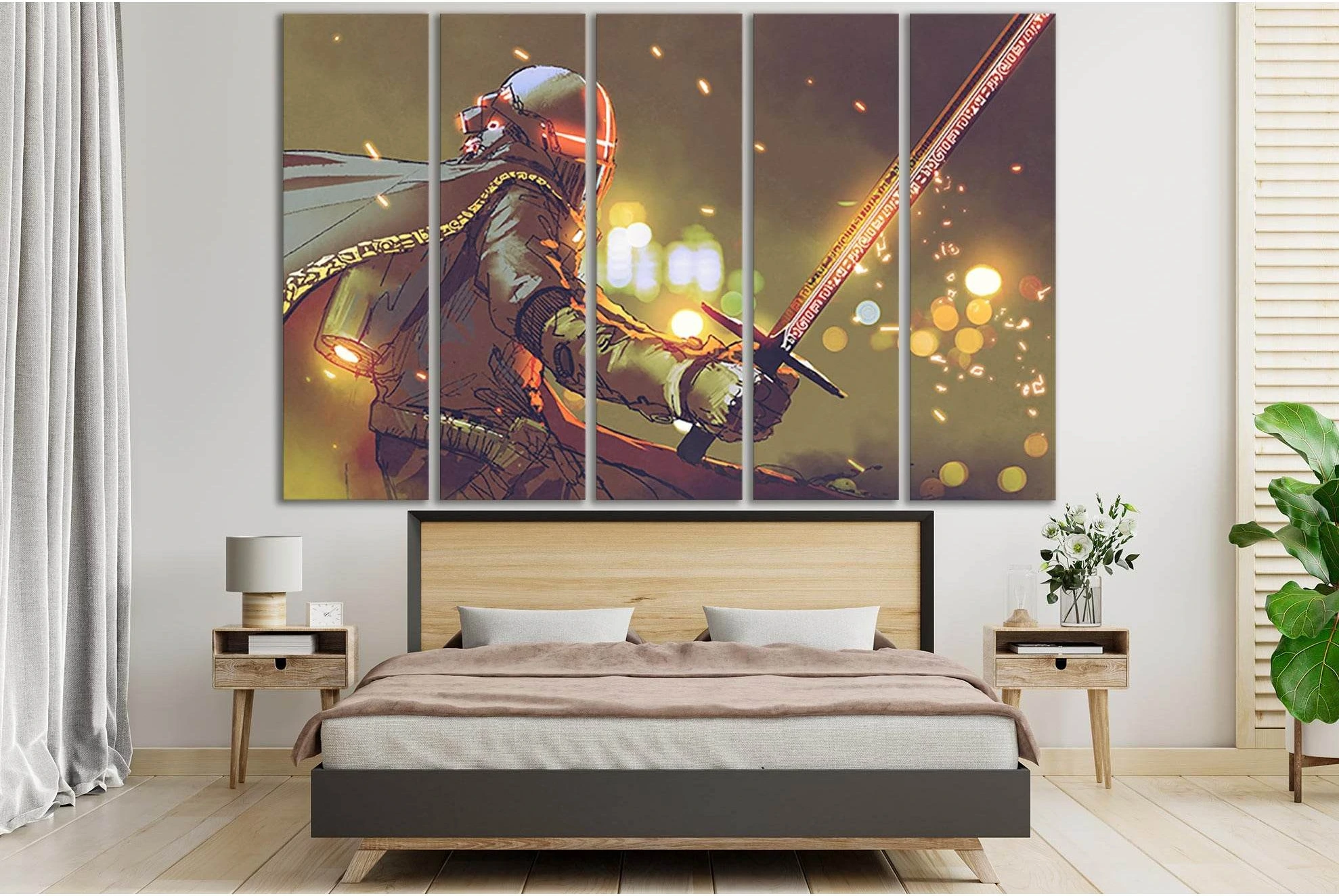 Astro Knight In Futuristic Armor №SL1266 Ready to Hang Canvas Print - Zellart Canvas Prints 0new, ALL_Products, Fantasy And Sci Fi Wall Art