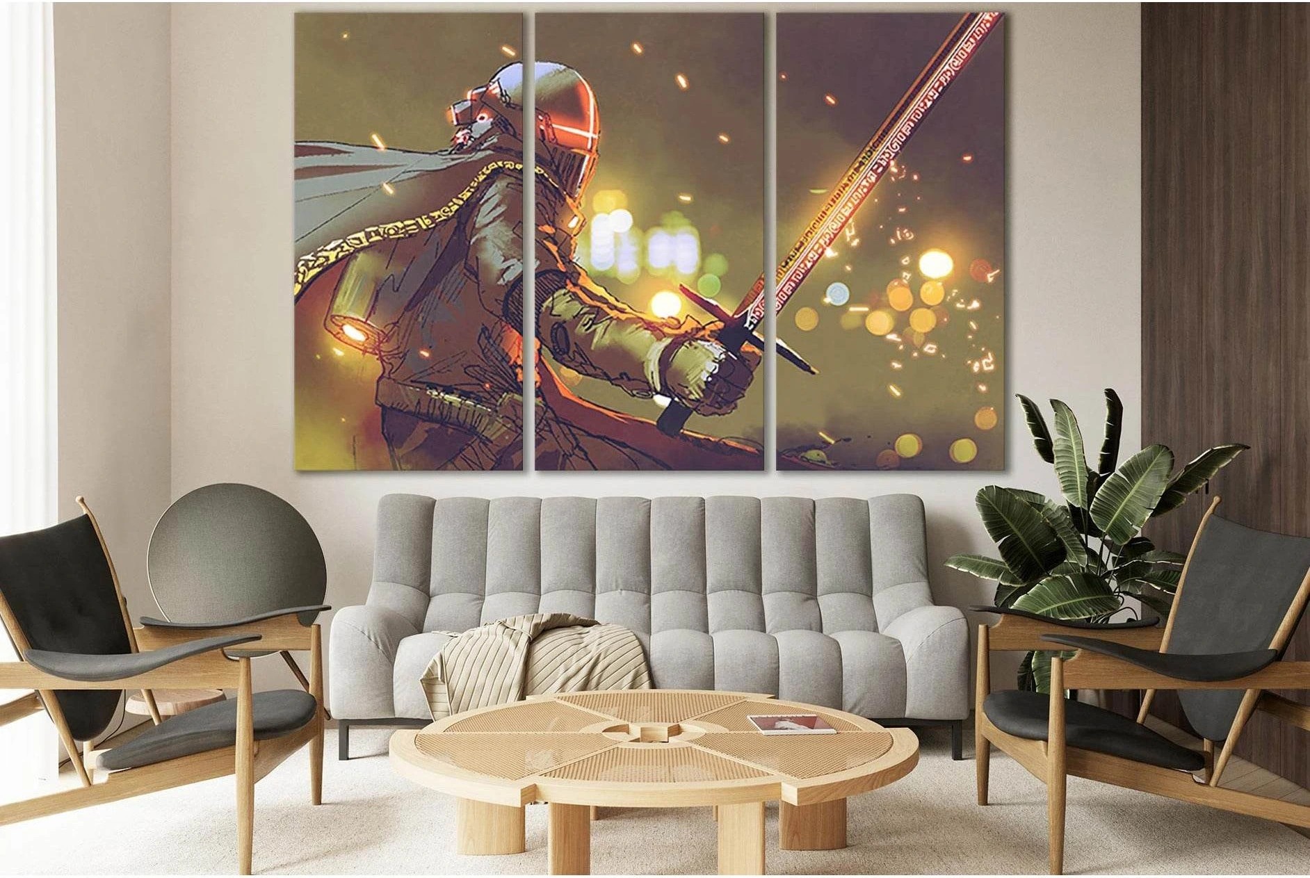 Astro Knight In Futuristic Armor №SL1266 Ready to Hang Canvas Print - Zellart Canvas Prints 0new, ALL_Products, Fantasy And Sci Fi Wall Art