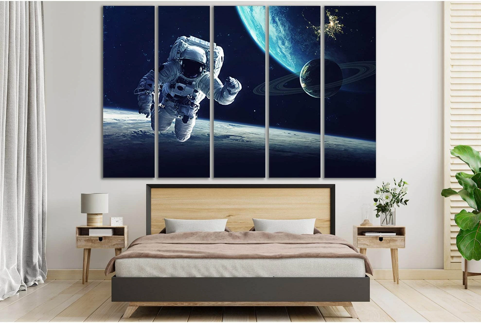 Astronaut Above The Planet №SL397 Ready to Hang Canvas Print - Zellart Canvas Prints 0new, ALL_Products, Astronomy & Space Canvas Wall Art