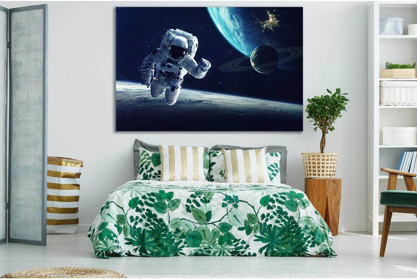 Astronaut Above The Planet №SL397 Ready to Hang Canvas Print - Zellart Canvas Prints 0new, ALL_Products, Astronomy & Space Canvas Wall Art