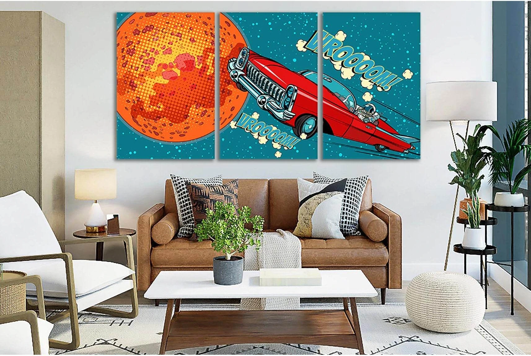 Astronaut Driver In Car On Mars Pop Art №SL536 Ready to Hang Canvas Print - Zellart Canvas Prints 0new, ALL_Products, Pop ART