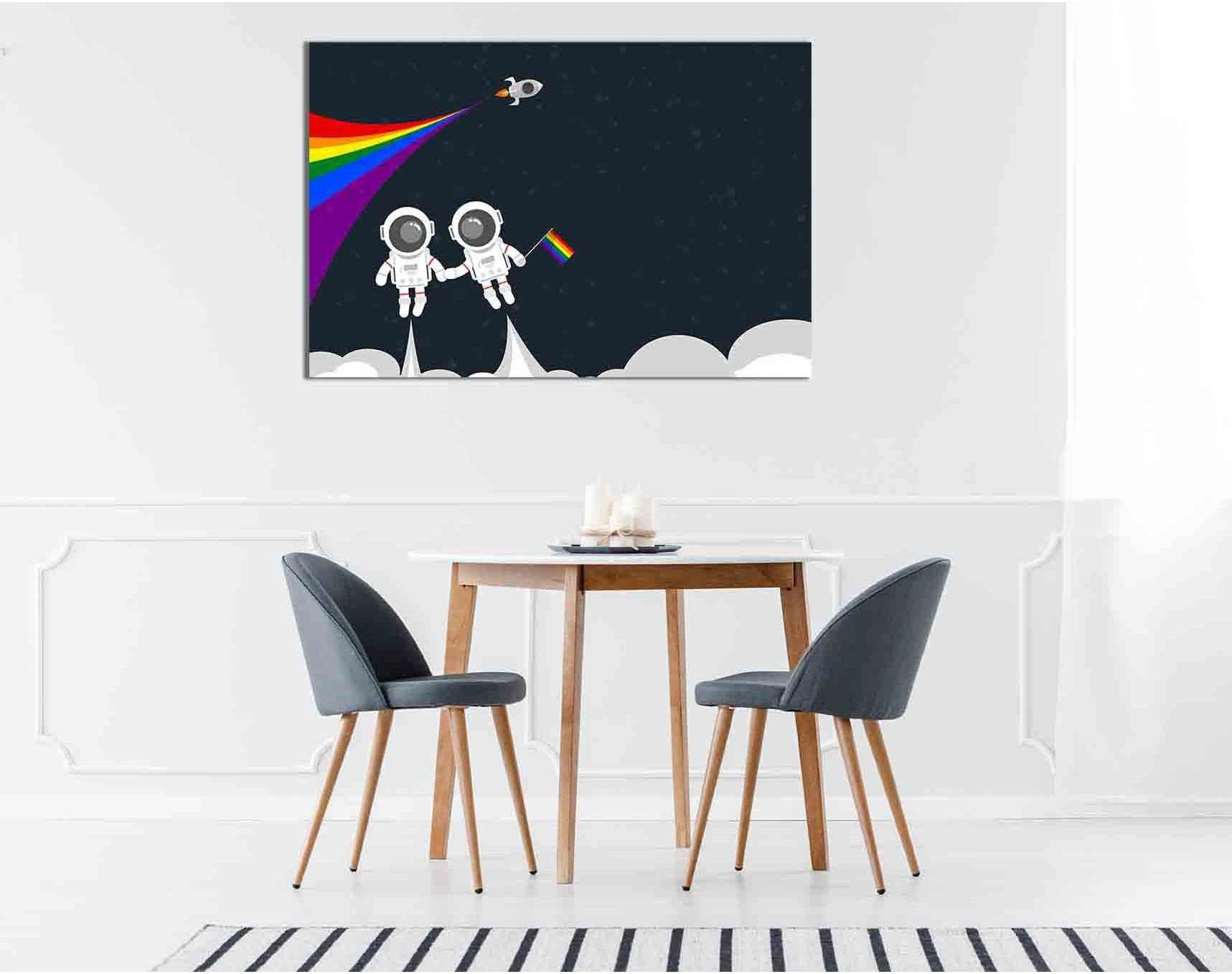 Astronaut holding rainbow flag №2125 Ready to Hang Canvas Print - Zellart Canvas Prints 2125, ALL_Products