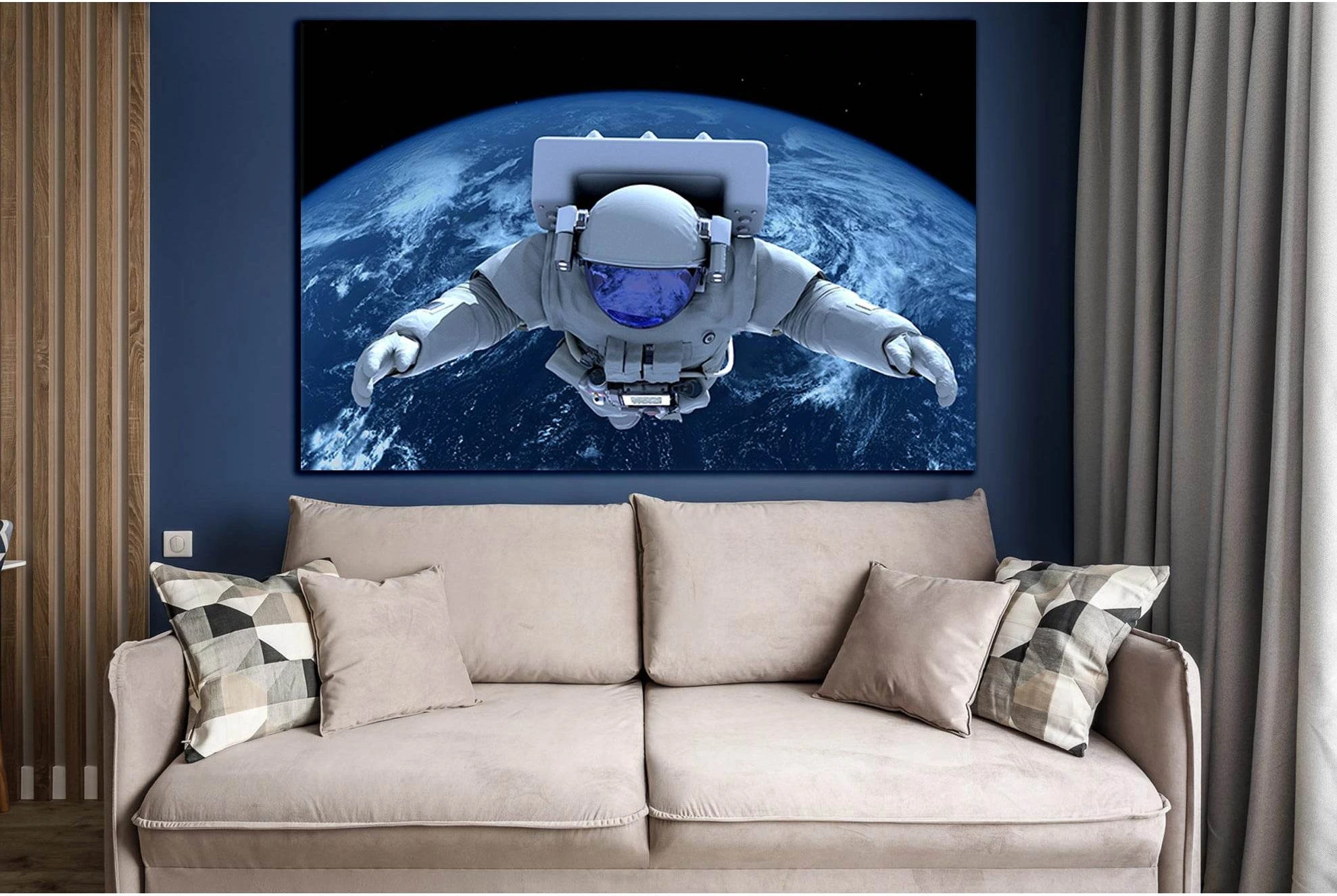 Astronaut In Outer Space №SL991 Ready to Hang Canvas Print - Zellart Canvas Prints 0new, ALL_Products, Astronomy & Space Canvas Wall Art