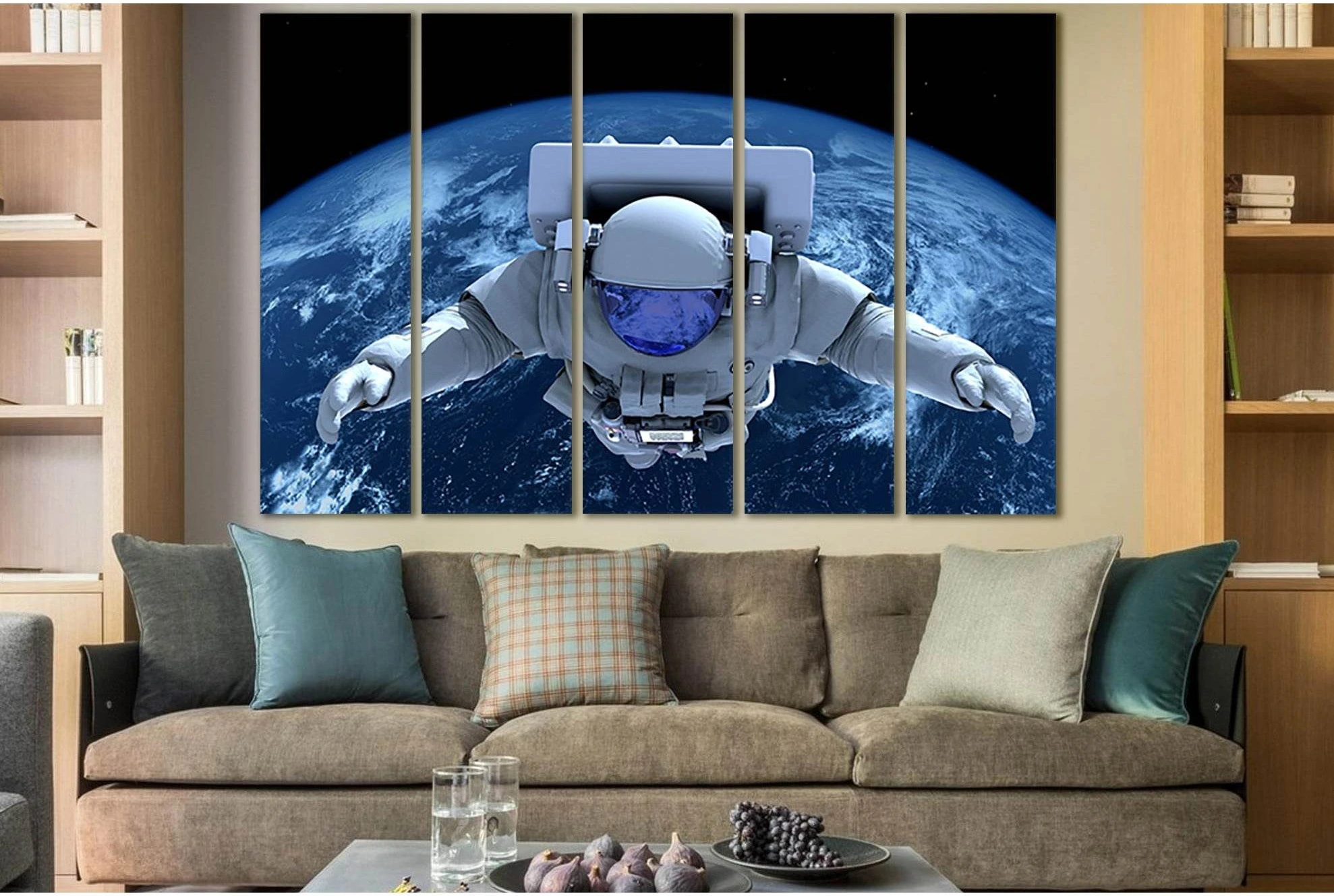 Astronaut In Outer Space №SL991 Ready to Hang Canvas Print - Zellart Canvas Prints 0new, ALL_Products, Astronomy & Space Canvas Wall Art