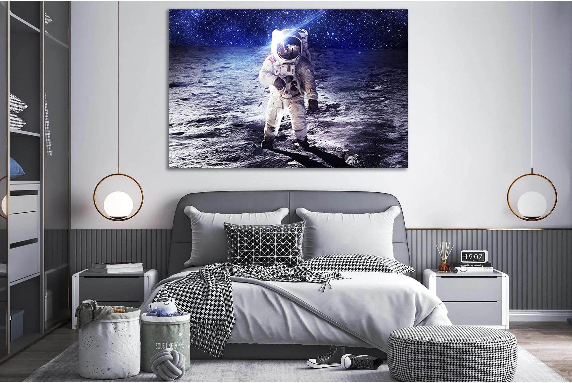 Astronaut Moon Surface №SL385 Ready to Hang Canvas Print - Zellart Canvas Prints 0new, ALL_Products, Astronomy & Space Canvas Wall Art