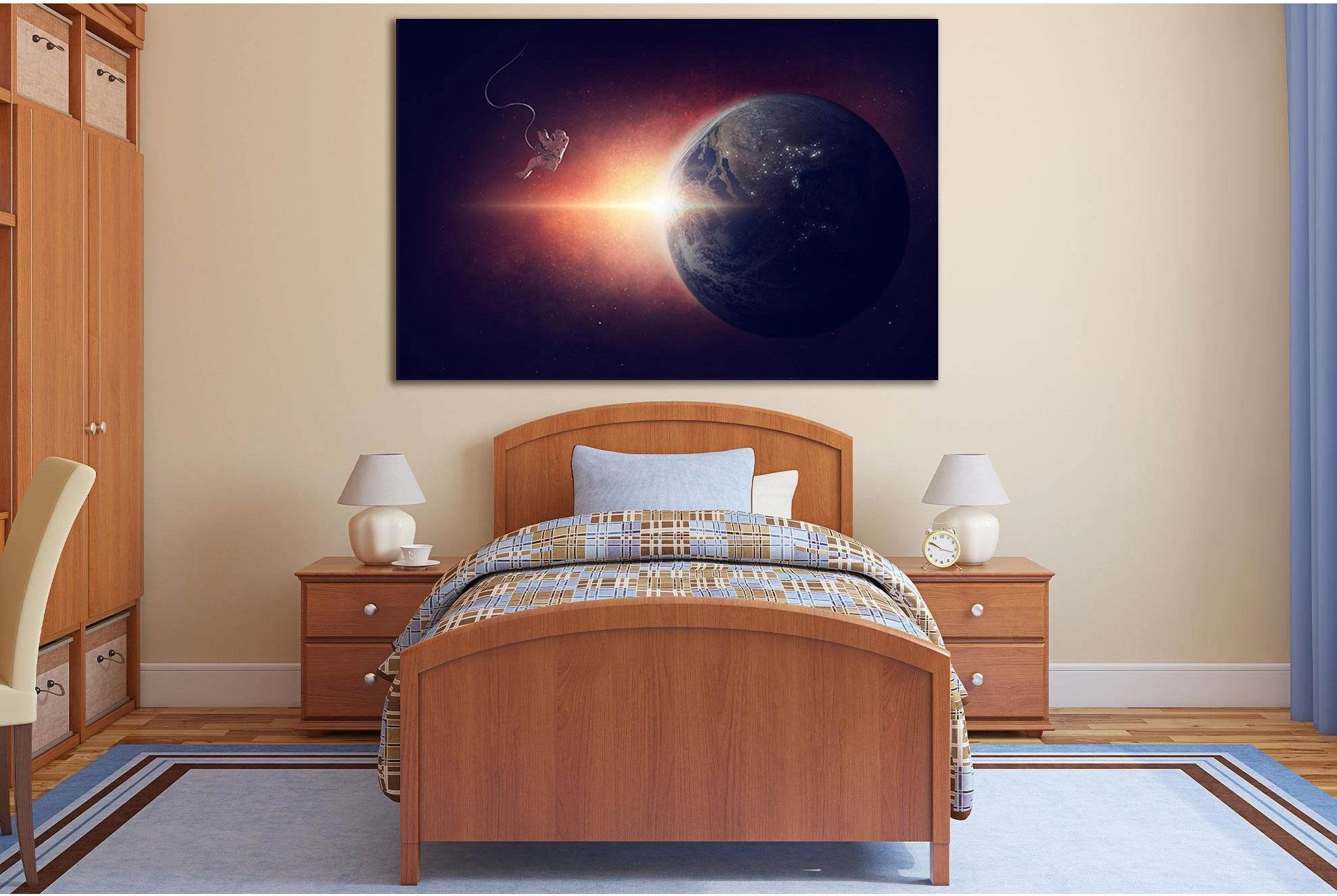 Astronaut Orbiting Planet Earth №SL382 Ready to Hang Canvas Print - Zellart Canvas Prints 0new, ALL_Products, Astronomy & Space Canvas Wall Art