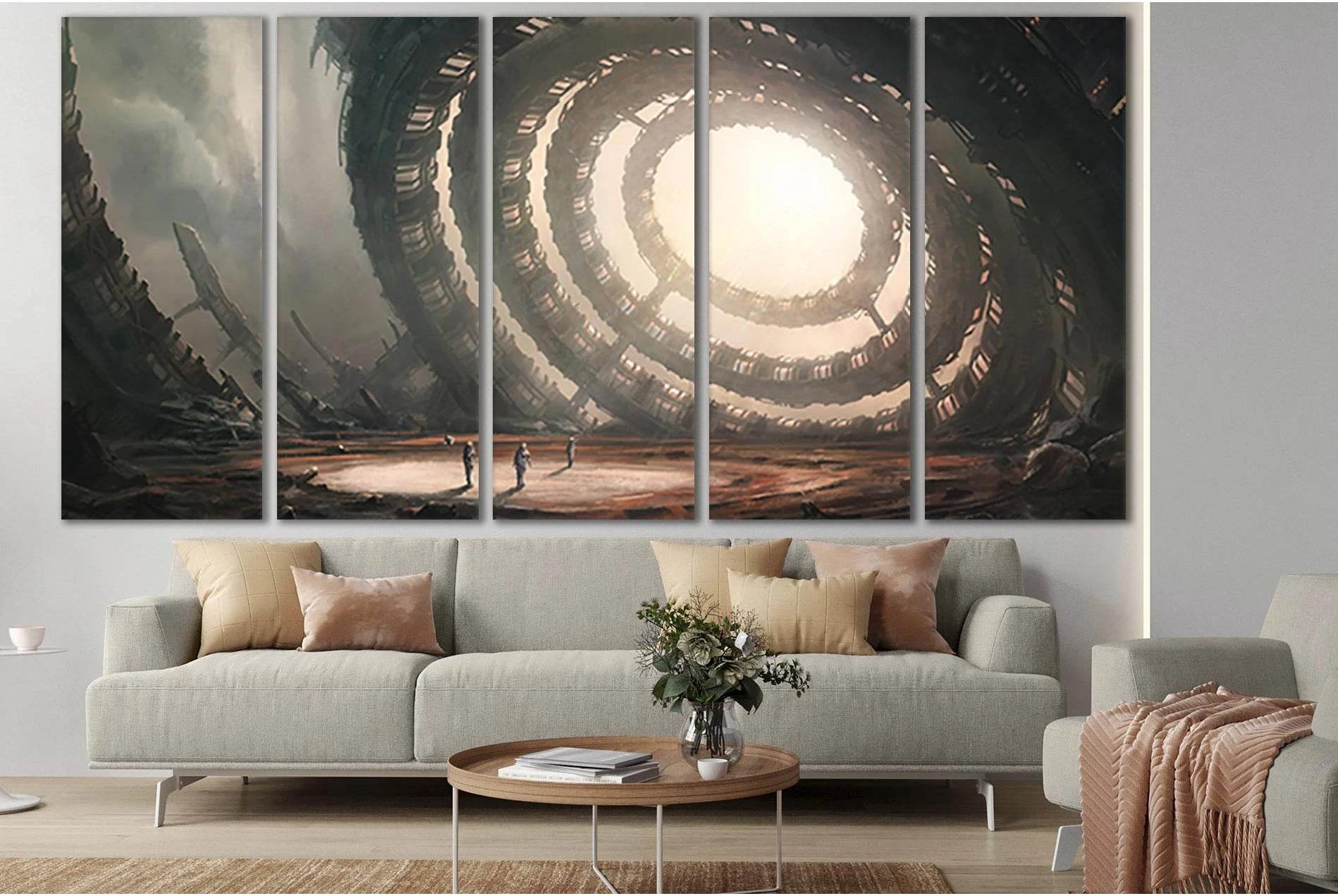 Astronauts Fantastic Scene №SL981 Ready to Hang Canvas Print - Zellart Canvas Prints 0new, ALL_Products, Astronomy & Space Canvas Wall Art