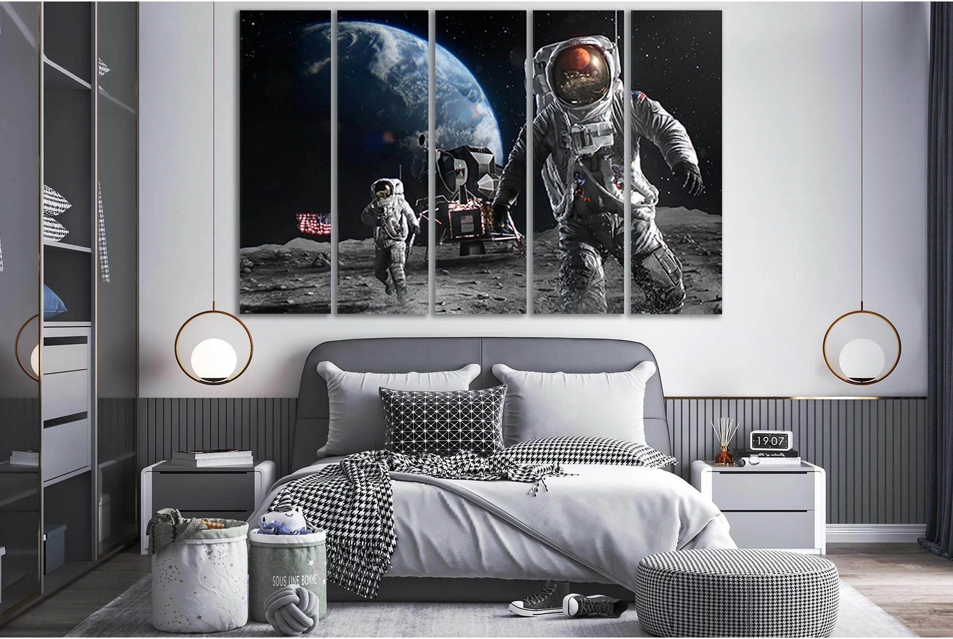 Astronauts Landing On The Moon №SL420 Ready to Hang Canvas Print - Zellart Canvas Prints 0new, ALL_Products, Astronomy & Space Canvas Wall Art