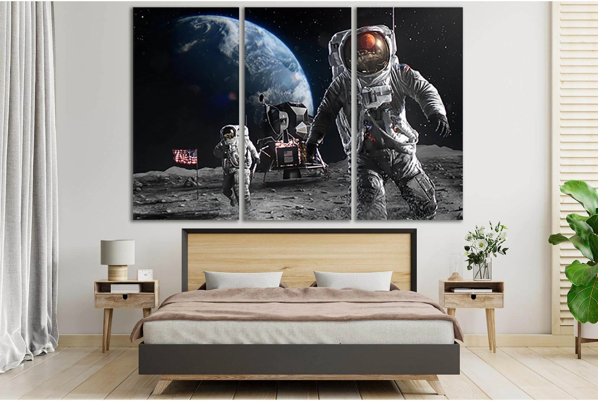 Astronauts Landing On The Moon №SL420 Ready to Hang Canvas Print - Zellart Canvas Prints 0new, ALL_Products, Astronomy & Space Canvas Wall Art