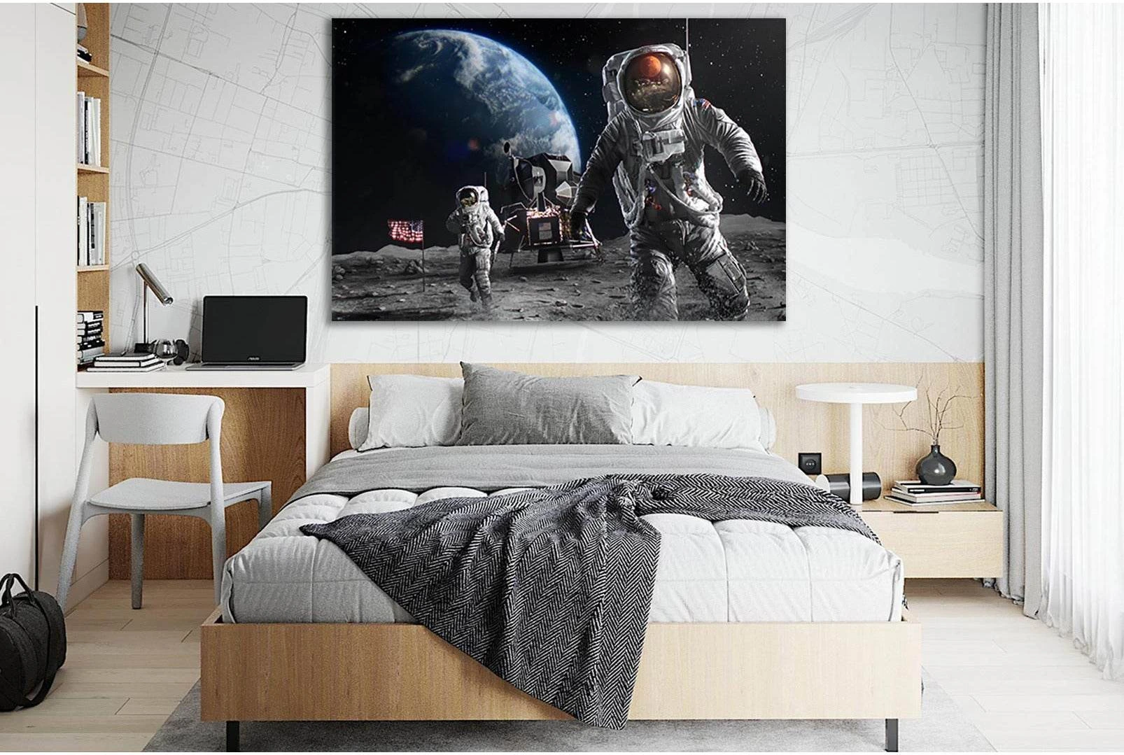 Astronauts Landing On The Moon №SL420 Ready to Hang Canvas Print - Zellart Canvas Prints 0new, ALL_Products, Astronomy & Space Canvas Wall Art
