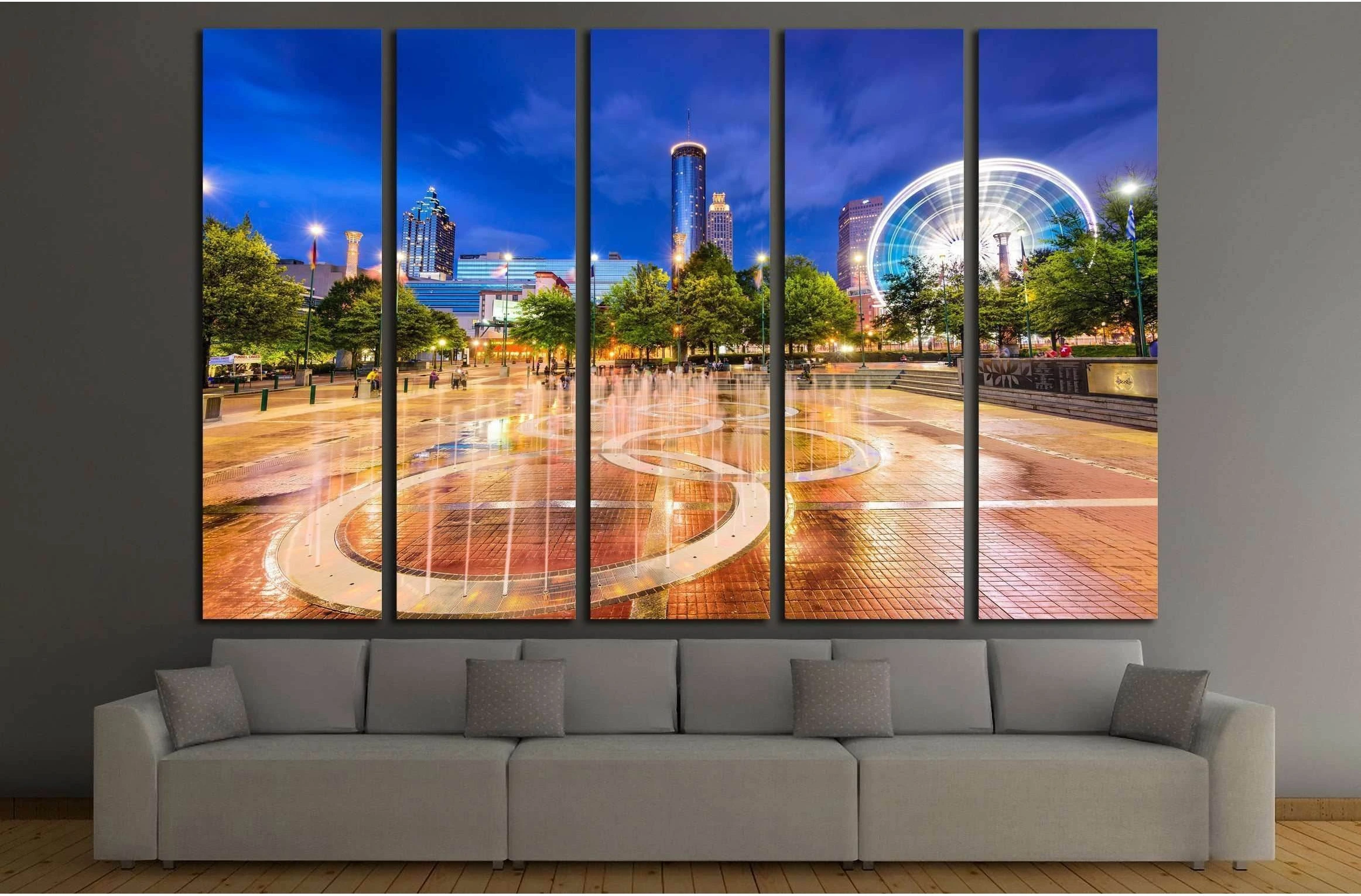 ATLANTA, GEORGIA, Centennial Olympic Park's landmark fountains №2321 Ready to Hang Canvas Print - Zellart Canvas Prints ALL_Products, s-2321