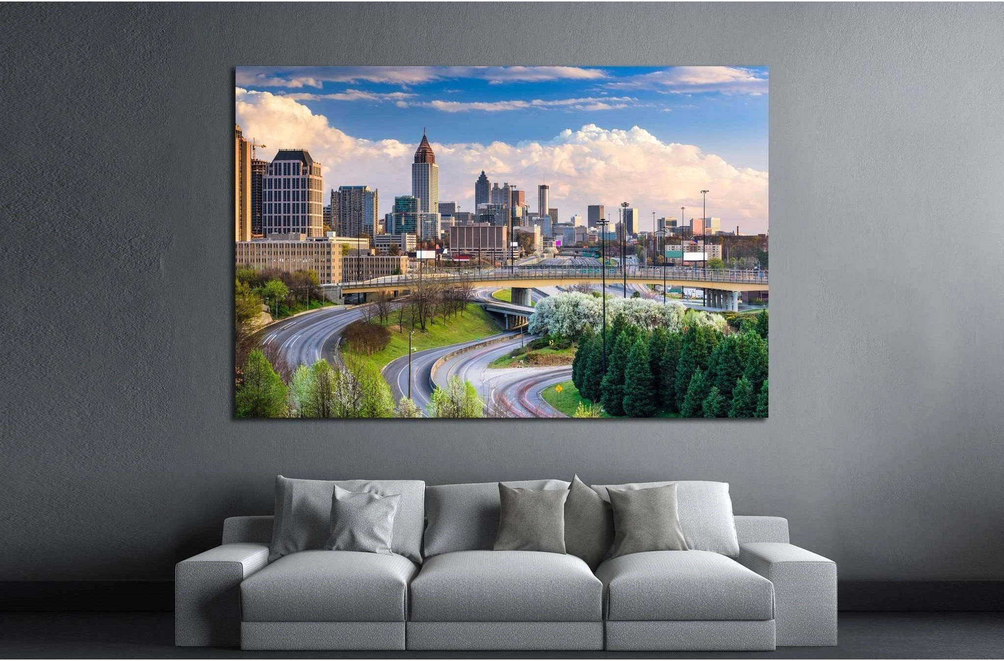 Atlanta, Georgia, USA downtown skyline №1648 Ready to Hang Canvas Print - Zellart Canvas Prints ALL_Products, s-1648