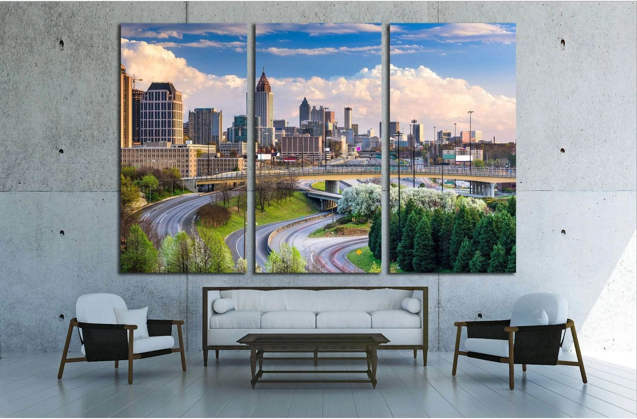 Atlanta, Georgia, USA downtown skyline №1648 Ready to Hang Canvas Print - Zellart Canvas Prints ALL_Products, s-1648
