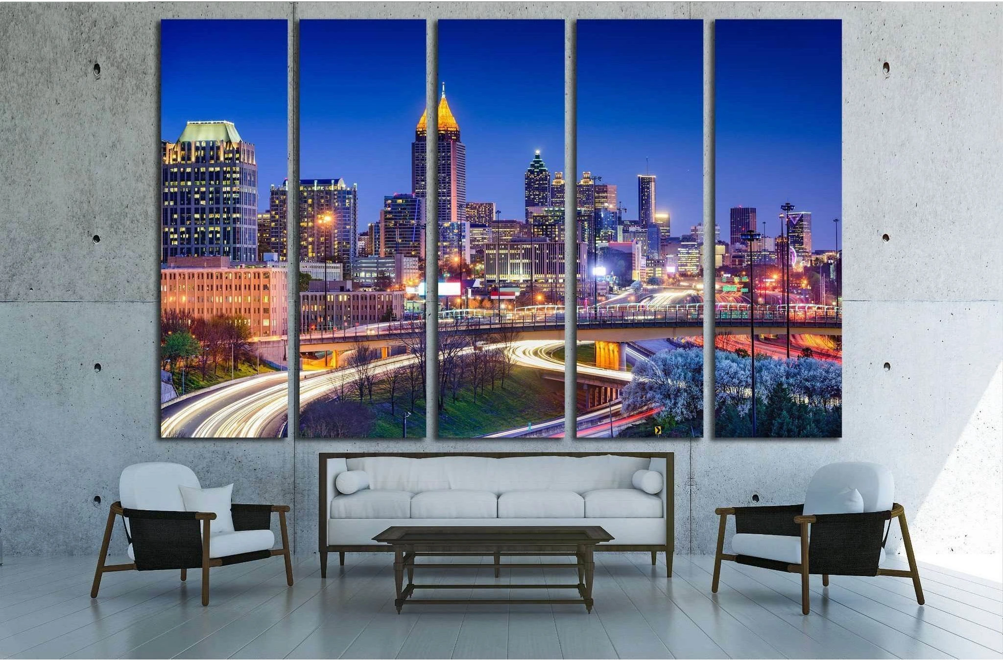 Atlanta, Georgia, USA downtown skyline №1775 Ready to Hang Canvas Print - Zellart Canvas Prints ALL_Products, s-1775