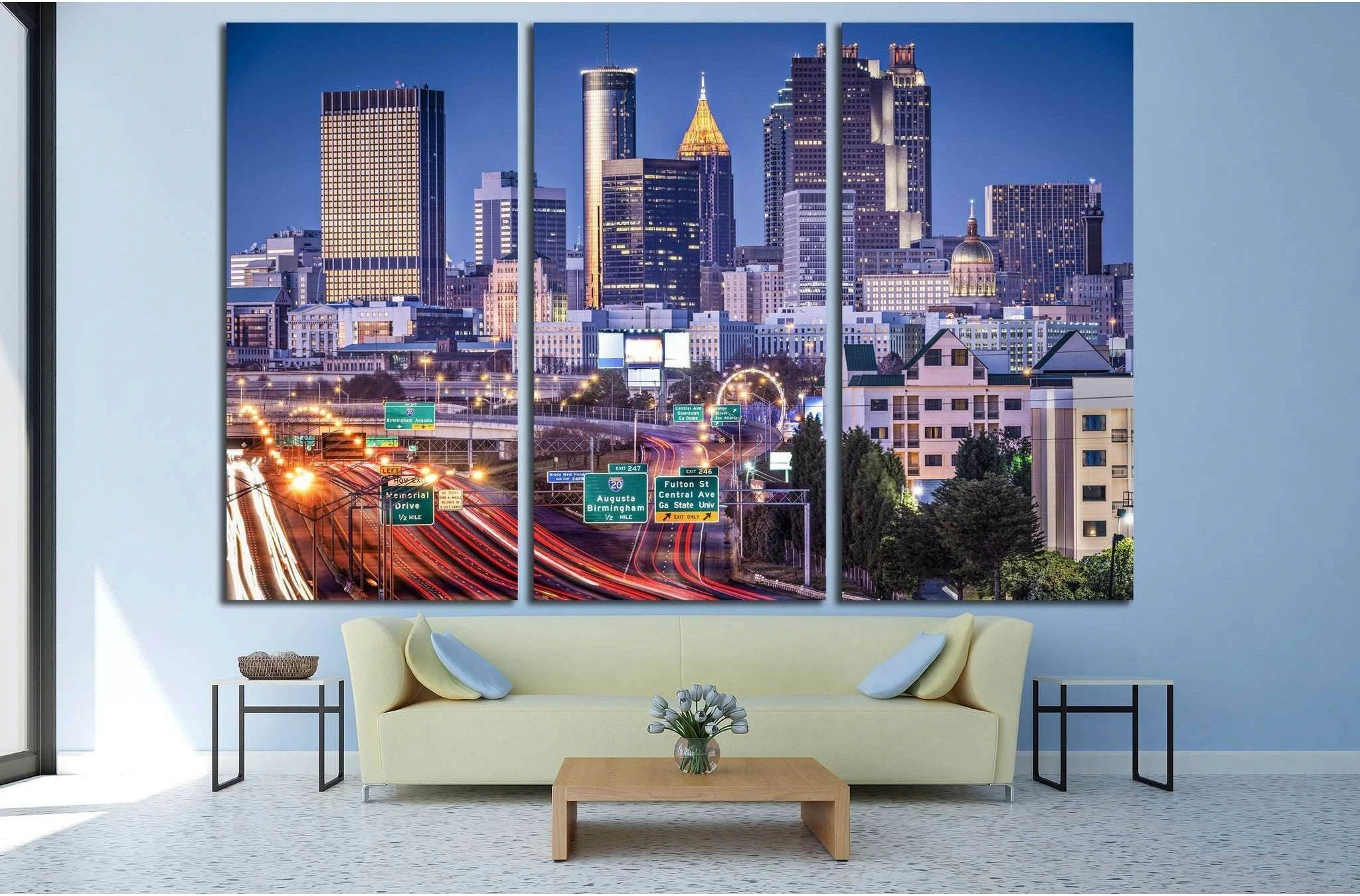 Atlanta, Georgia, USA twilight rush hour №1628 Ready to Hang Canvas Print - Zellart Canvas Prints ALL_Products, s-1628