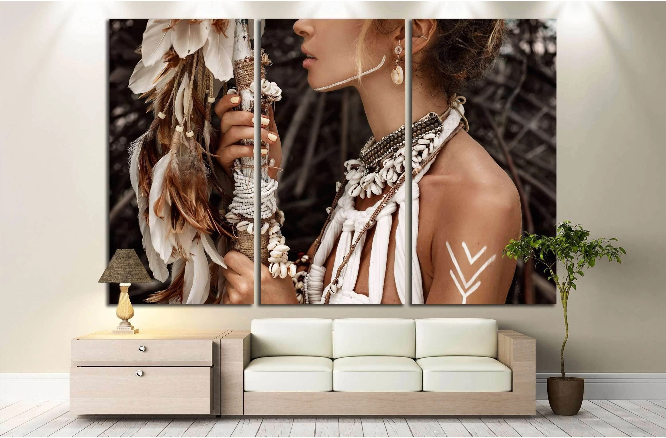 Attractive wild boho woman close up portrait №2767 Ready to Hang Canvas Print - Zellart Canvas Prints ALL_Products, s-2767