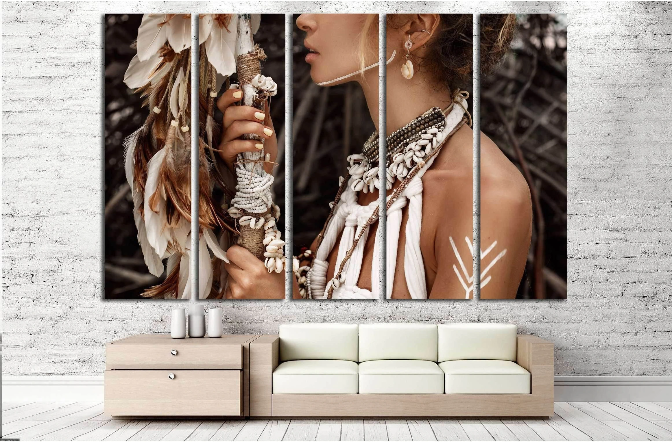 Attractive wild boho woman close up portrait №2767 Ready to Hang Canvas Print - Zellart Canvas Prints ALL_Products, s-2767