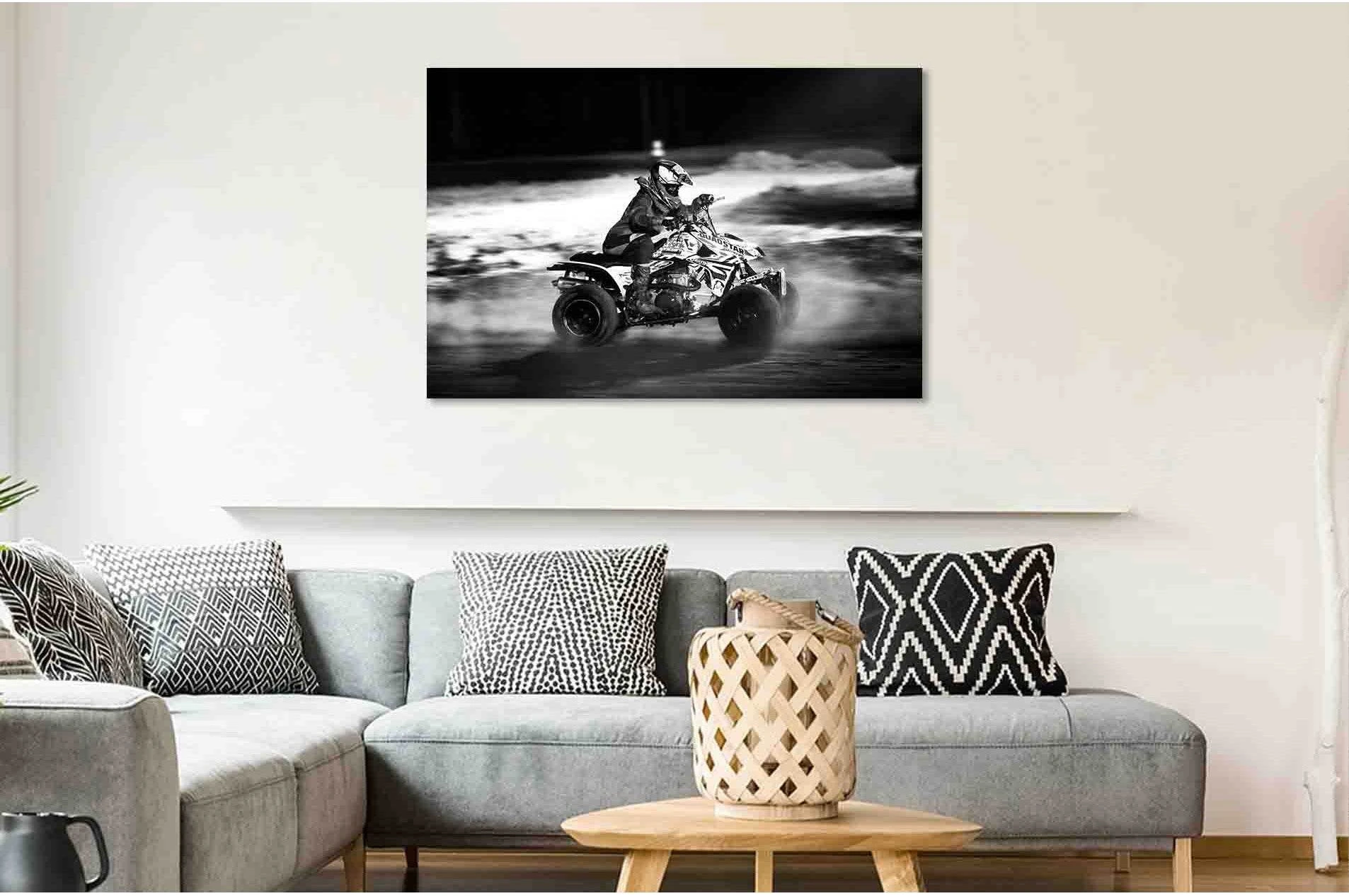 ATV racing №D2816 Ready to Hang Canvas Print - Zellart Canvas Prints 0new, ALL_Products, Black & White Wall Art