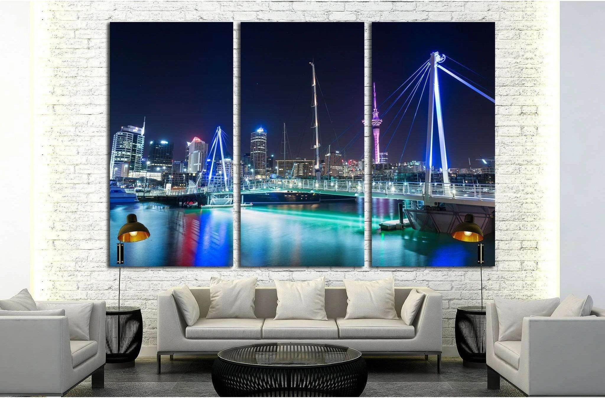 Auckland City and Sky Tower at Night, Auckland, New Zealand №1639 Ready to Hang Canvas Print - Zellart Canvas Prints ALL_Products, s-1639