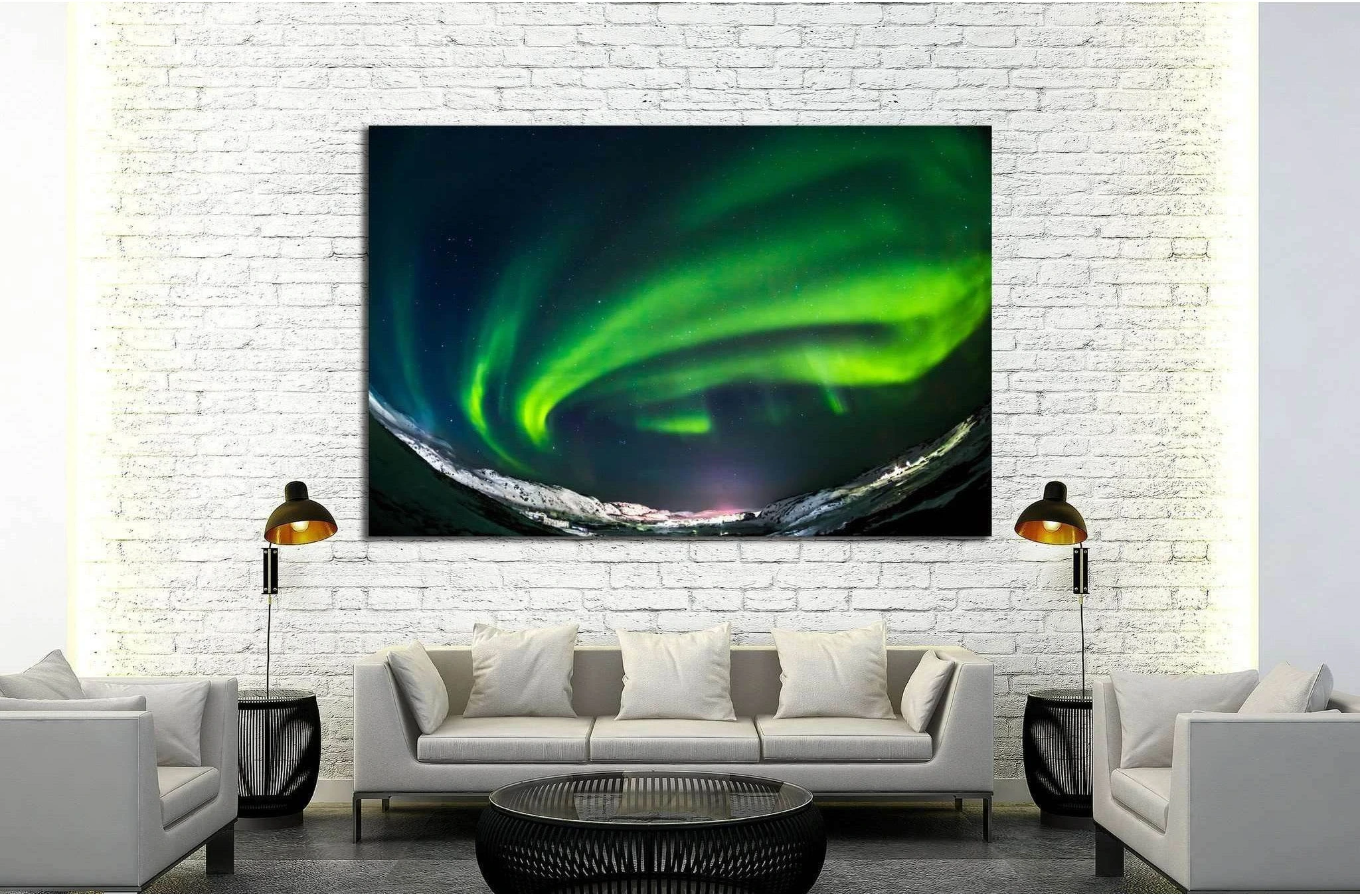 Aurora Green on Teriberka in the Murmansk region, Russia №1912 Ready to Hang Canvas Print - Zellart Canvas Prints ALL_Products, s-1912