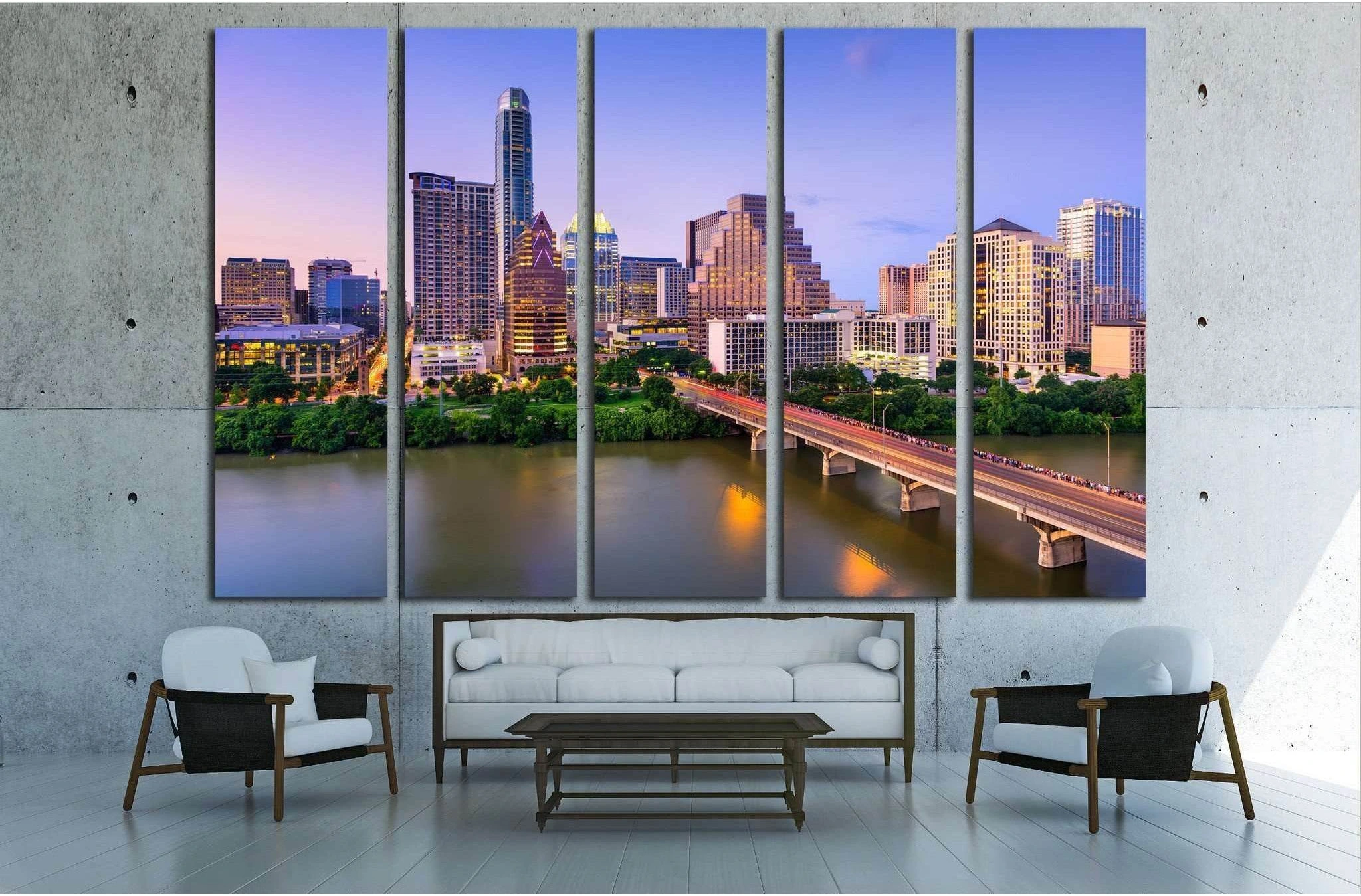 Austin, Texas, USA downtown skyline on the Colorado River №1650 Ready to Hang Canvas Print - Zellart Canvas Prints ALL_Products, s-1650