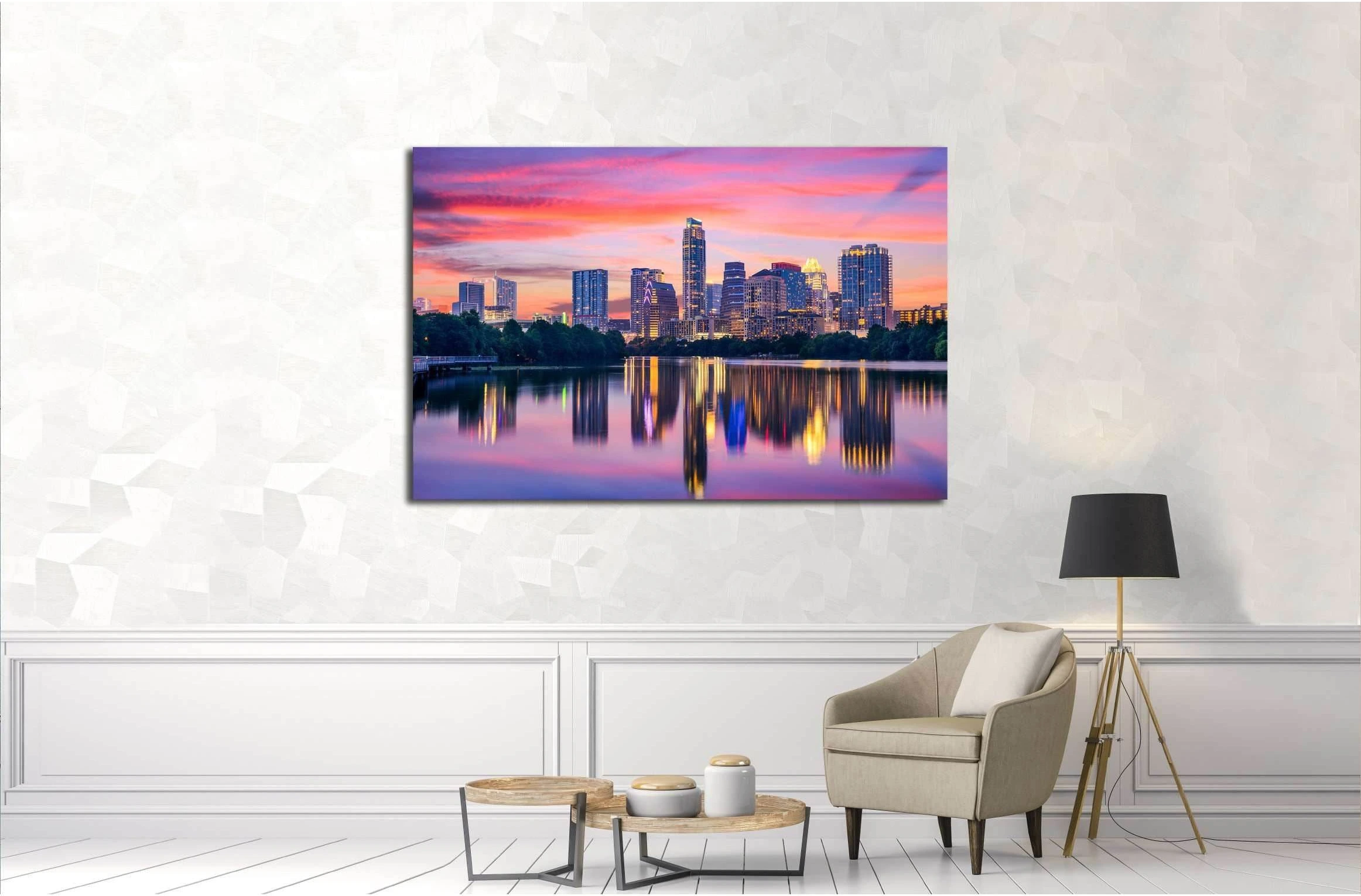 Austin, Texas, USA skyline on the Colorado River №2983 Ready to Hang Canvas Print - Zellart Canvas Prints ALL_Products, s-2983