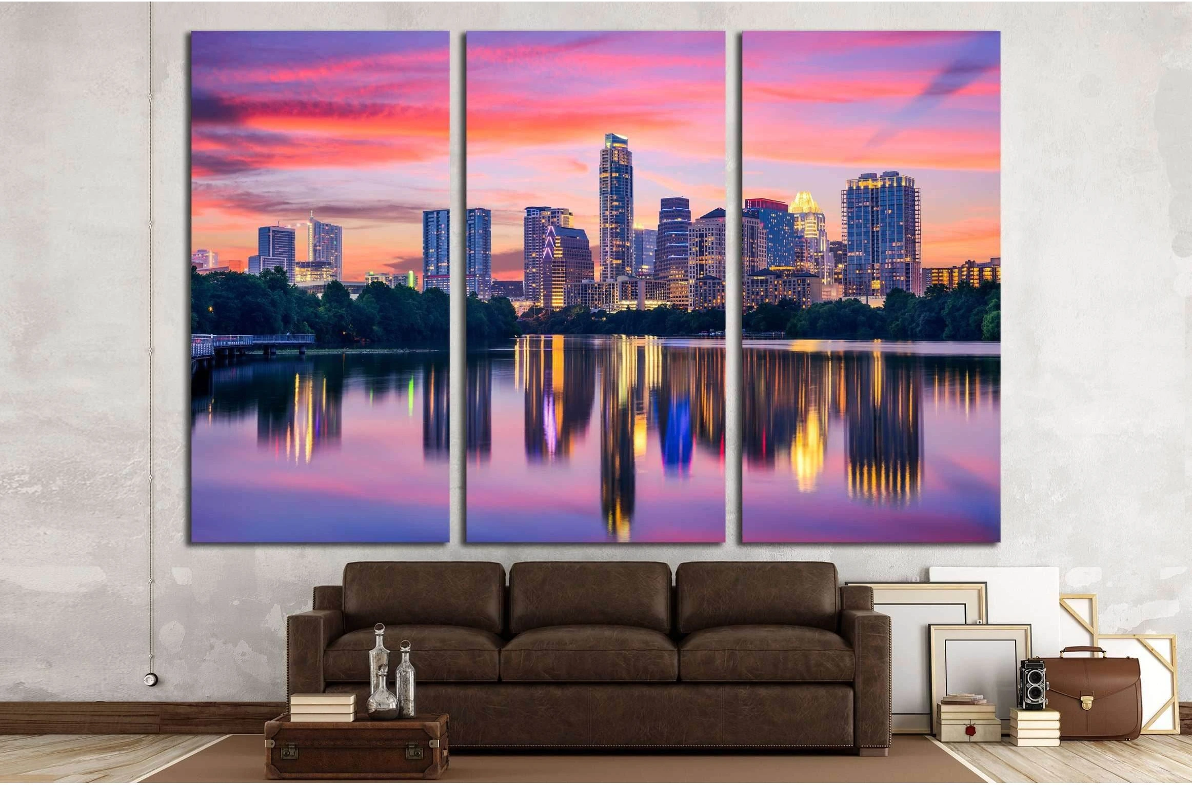 Austin, Texas, USA skyline on the Colorado River №2983 Ready to Hang Canvas Print - Zellart Canvas Prints ALL_Products, s-2983