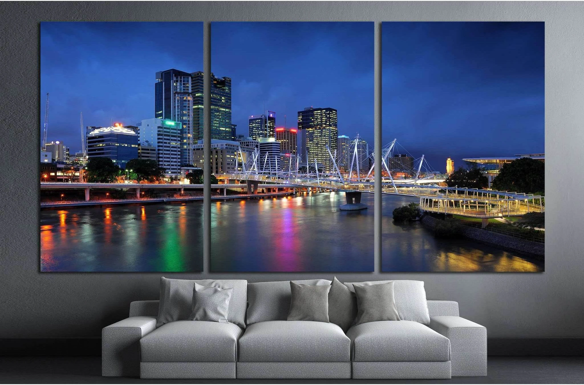 Australia Architectures, Kurilpa Bridge №1190 Ready to Hang Canvas Print - Zellart Canvas Prints ALL_Products, s-1190