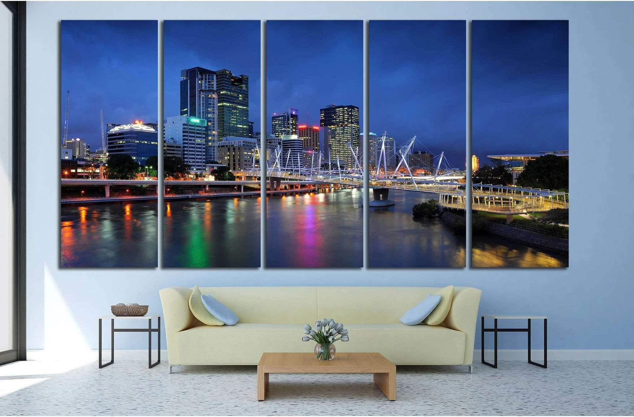 Australia Architectures, Kurilpa Bridge №1190 Ready to Hang Canvas Print - Zellart Canvas Prints ALL_Products, s-1190