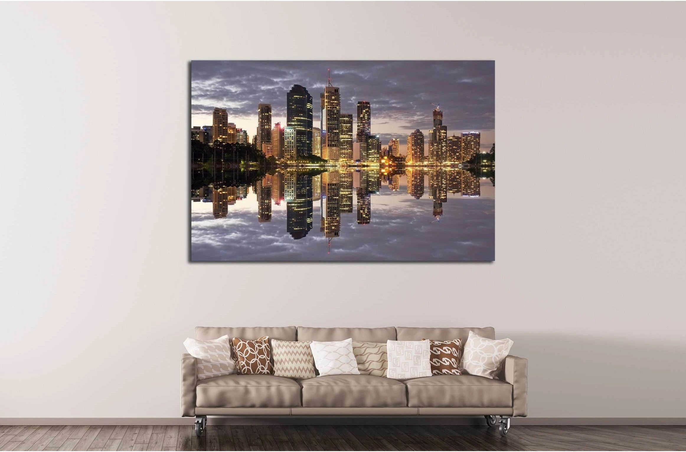 Australia Brisbane City Night №2239 Ready to Hang Canvas Print - Zellart Canvas Prints ALL_Products, s-2239