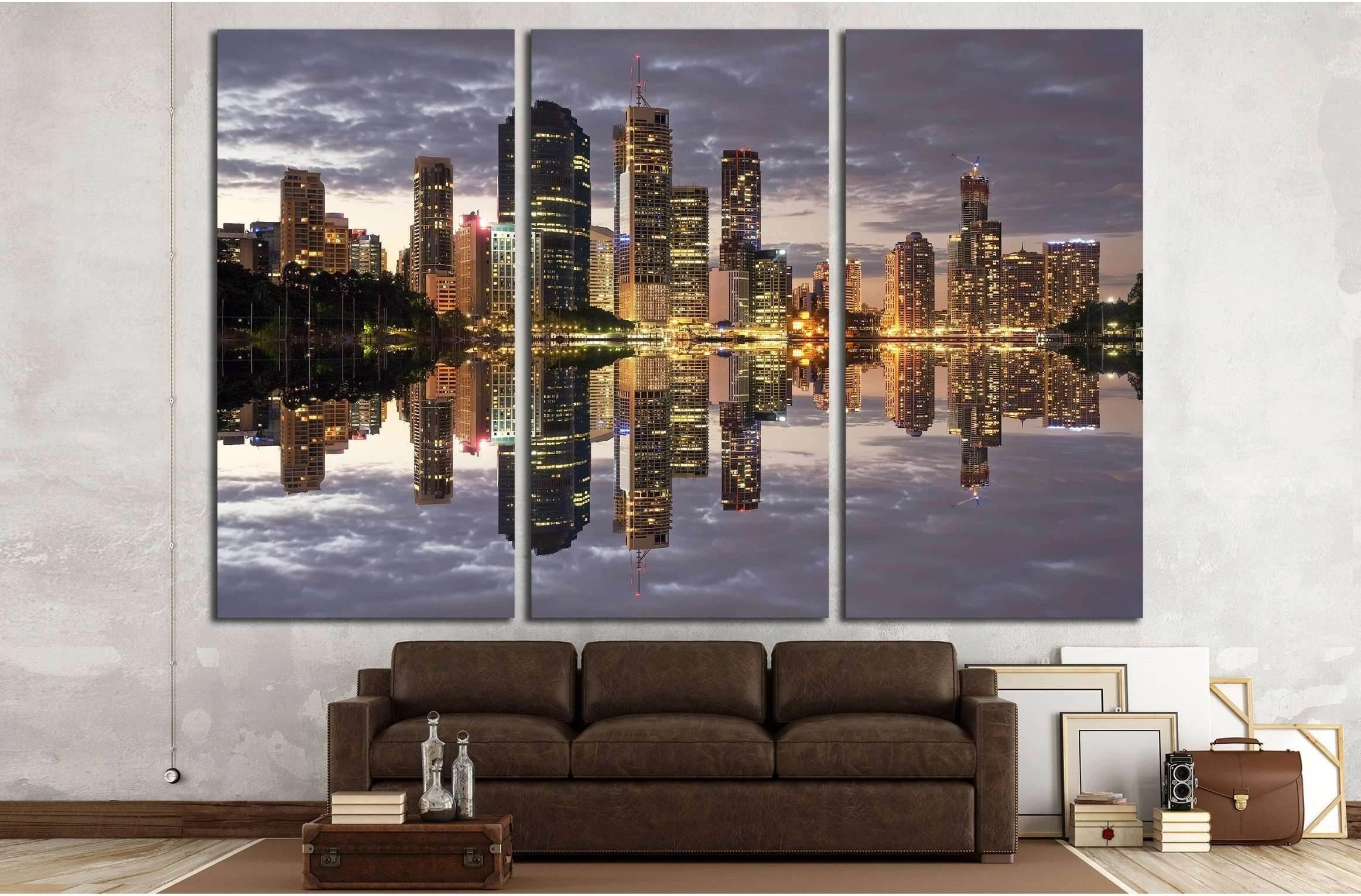 Australia Brisbane City Night №2239 Ready to Hang Canvas Print - Zellart Canvas Prints ALL_Products, s-2239