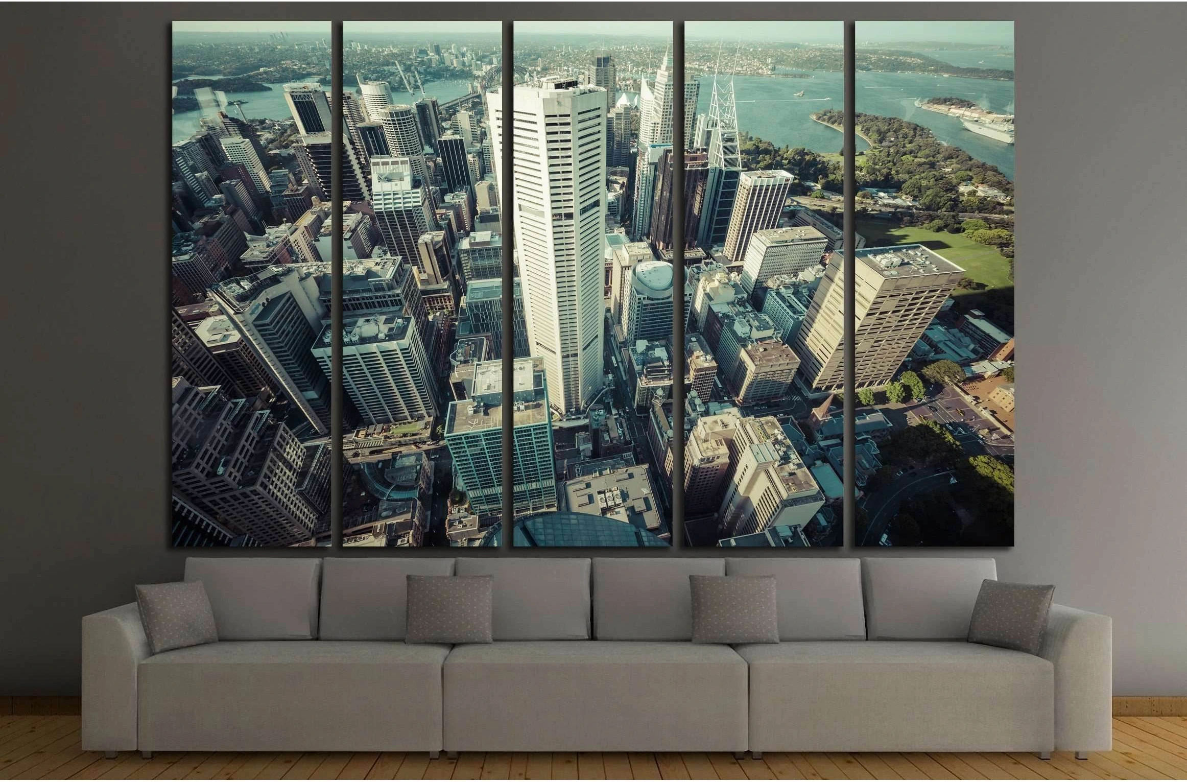 AUSTRALIA, Skyline of Sydney with city central business district №2185 Ready to Hang Canvas Print - Zellart Canvas Prints ALL_Products, s-2185