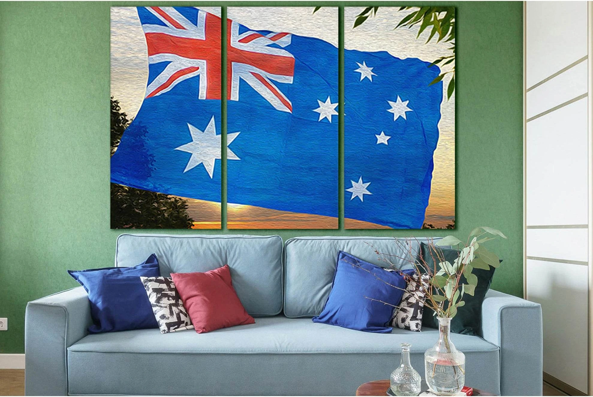 Australian Flag Oil On Canvas №SL1204 Ready to Hang Canvas Print - Zellart Canvas Prints 0new, ALL_Products, Flags