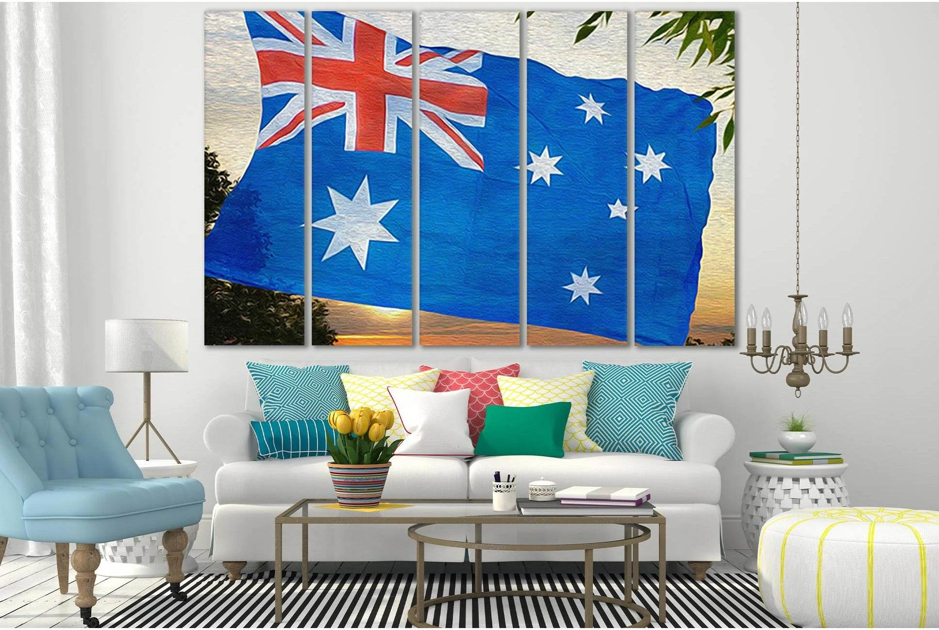 Australian Flag Oil On Canvas №SL1204 Ready to Hang Canvas Print - Zellart Canvas Prints 0new, ALL_Products, Flags