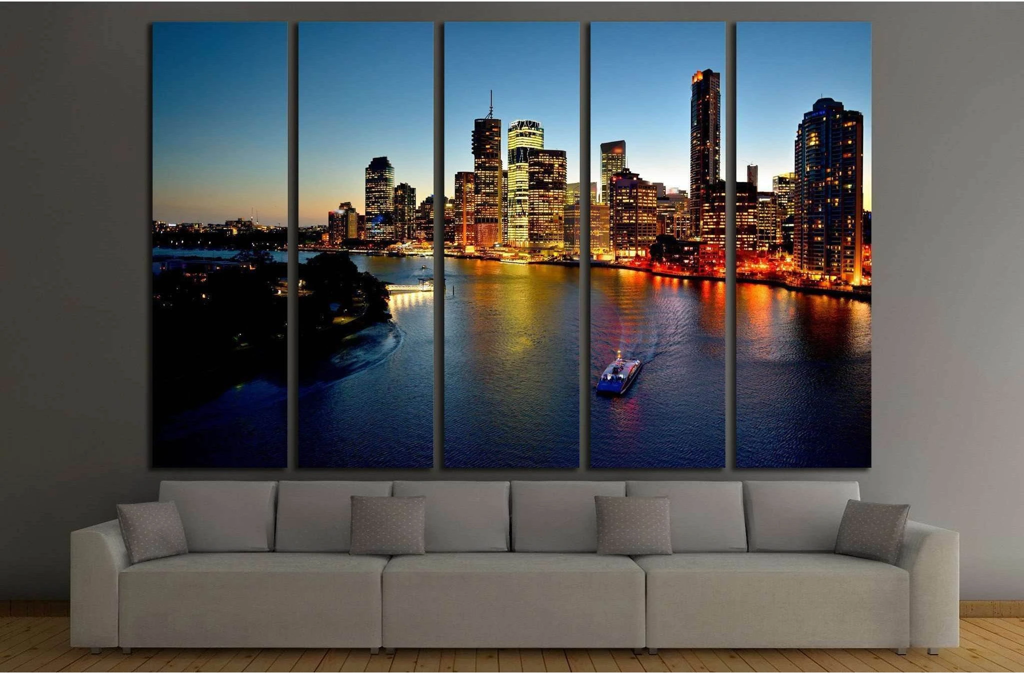 Australian Landscape Brisbane Riverside viewed from Story Bridge №1724 Ready to Hang Canvas Print - Zellart Canvas Prints ALL_Products, s-1724
