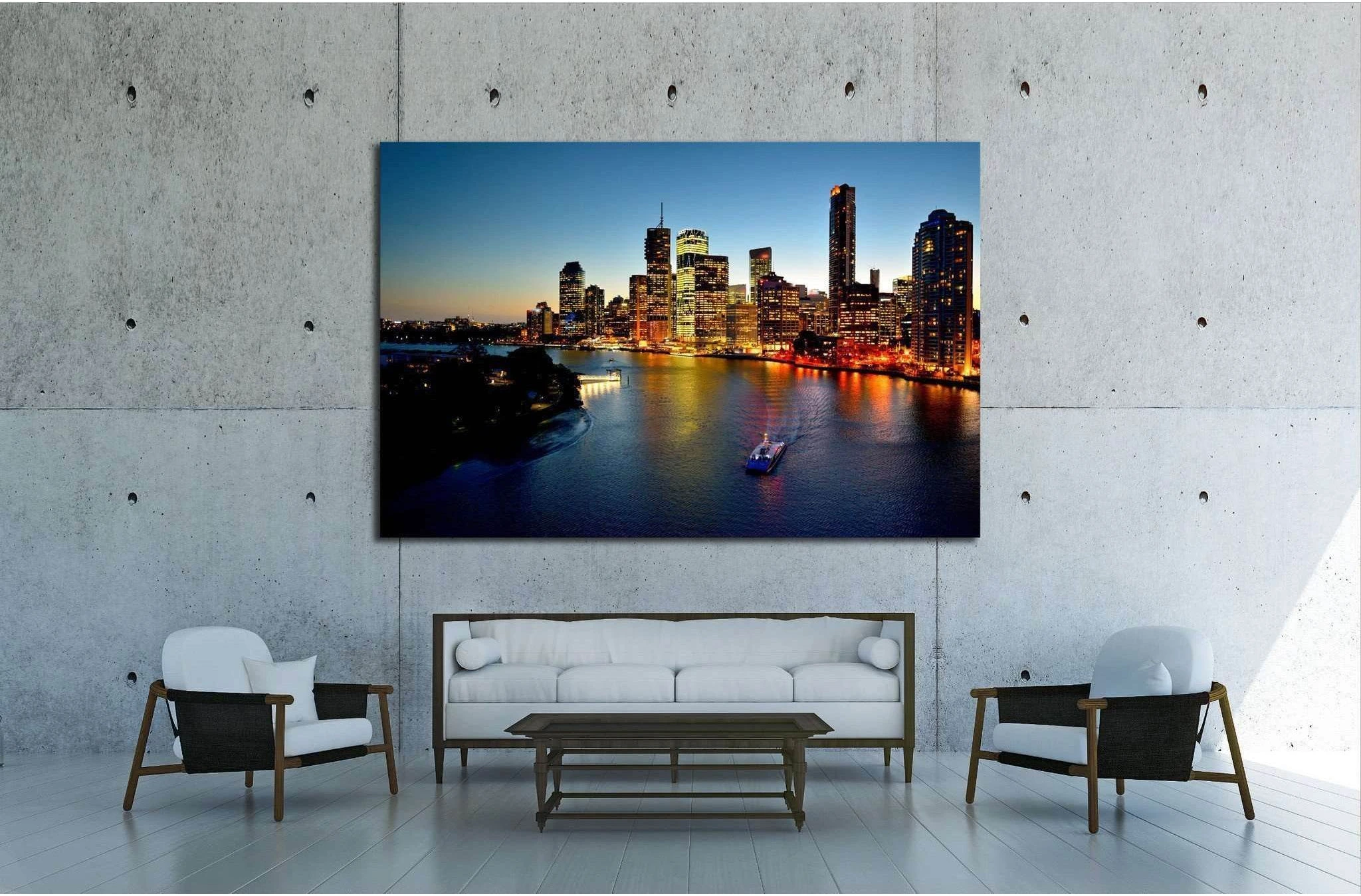 Australian Landscape Brisbane Riverside viewed from Story Bridge №1724 Ready to Hang Canvas Print - Zellart Canvas Prints ALL_Products, s-1724