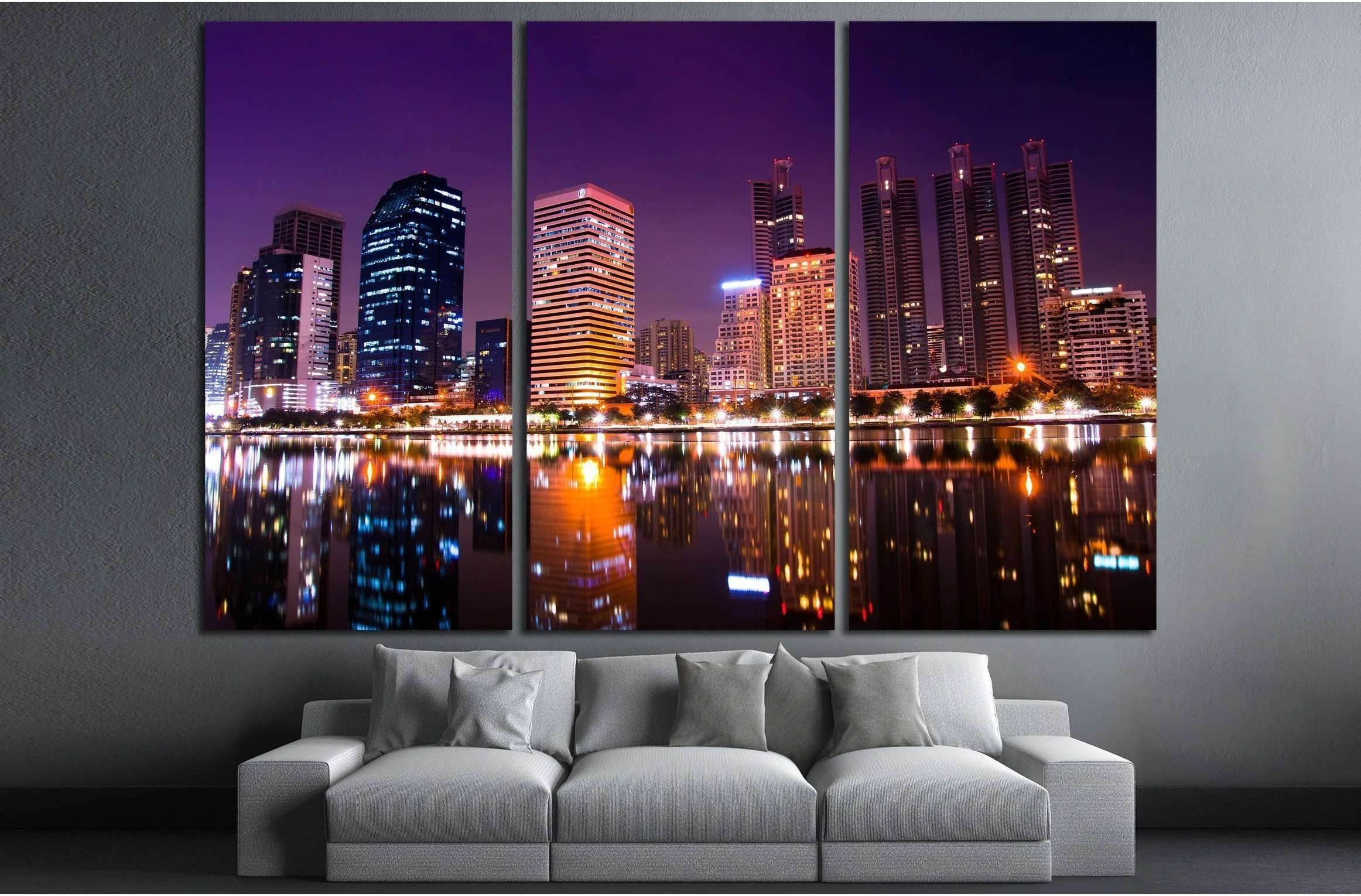 australian modern city at night (gold coast) queensland №2236 Ready to Hang Canvas Print - Zellart Canvas Prints ALL_Products, s-2236
